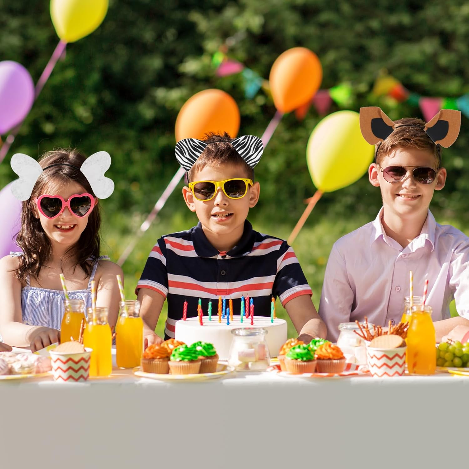 Abaodam 10Pcs Jungle Animal Ears Headbands for Kids Adults - Animal Headdress Decors Animal Hair Hoop for Animal Cosplay Party Supply Stage Performance image number 3