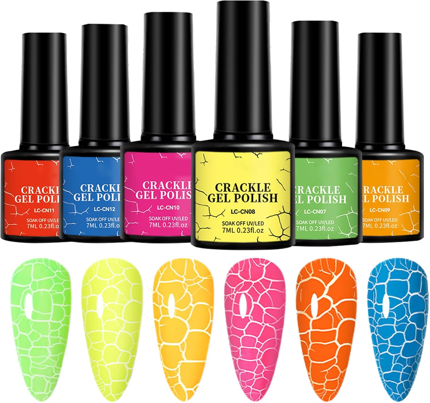 Crackle Nail Polish Gel | Color UV Gel Nail Polish Set of 6,Chip-Resistant, Long-Lasting, Beauty Supplies for Daily Wedding Salon Travel Photography image number 5