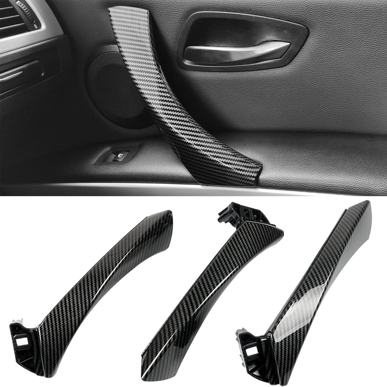 Jaronx Compatible with BMW E90 Black Door Handles Outer Cover Right