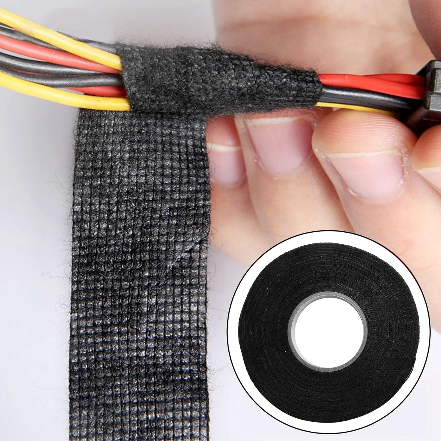 5Pc Heat- Wiring Harness Tape Looms Wiring Harness Cloth Fabric Tape Adhesive Cable Protection 19Mm X 15M image number 4