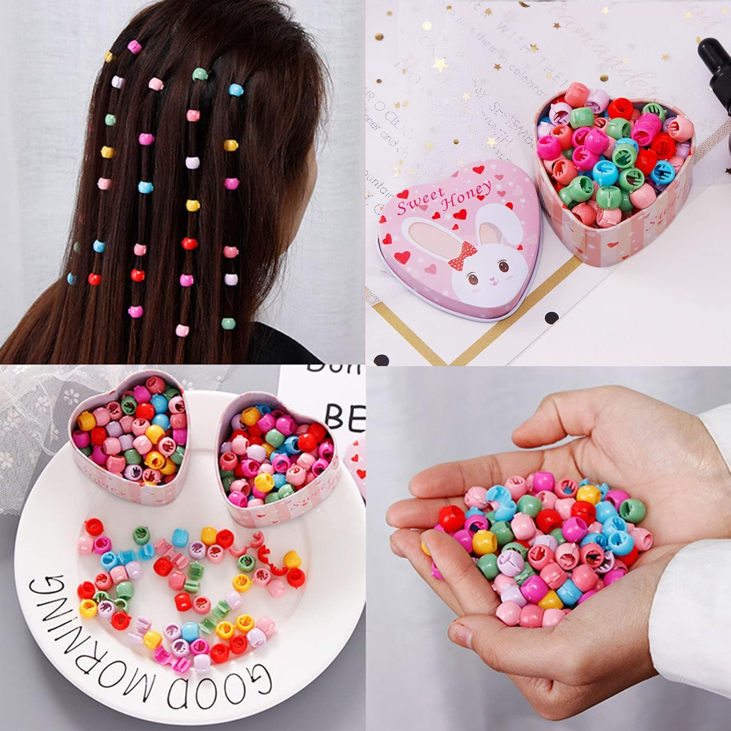 Pack of 200 Mini Hair Clips Small Hair Clips Colourful Pearl Hair Clips Plastic Rainbow Clip Small Hair Grippers Multicoloured Hair Beads Clip Hair Claws Hair Accessories for Girls Women image number 2