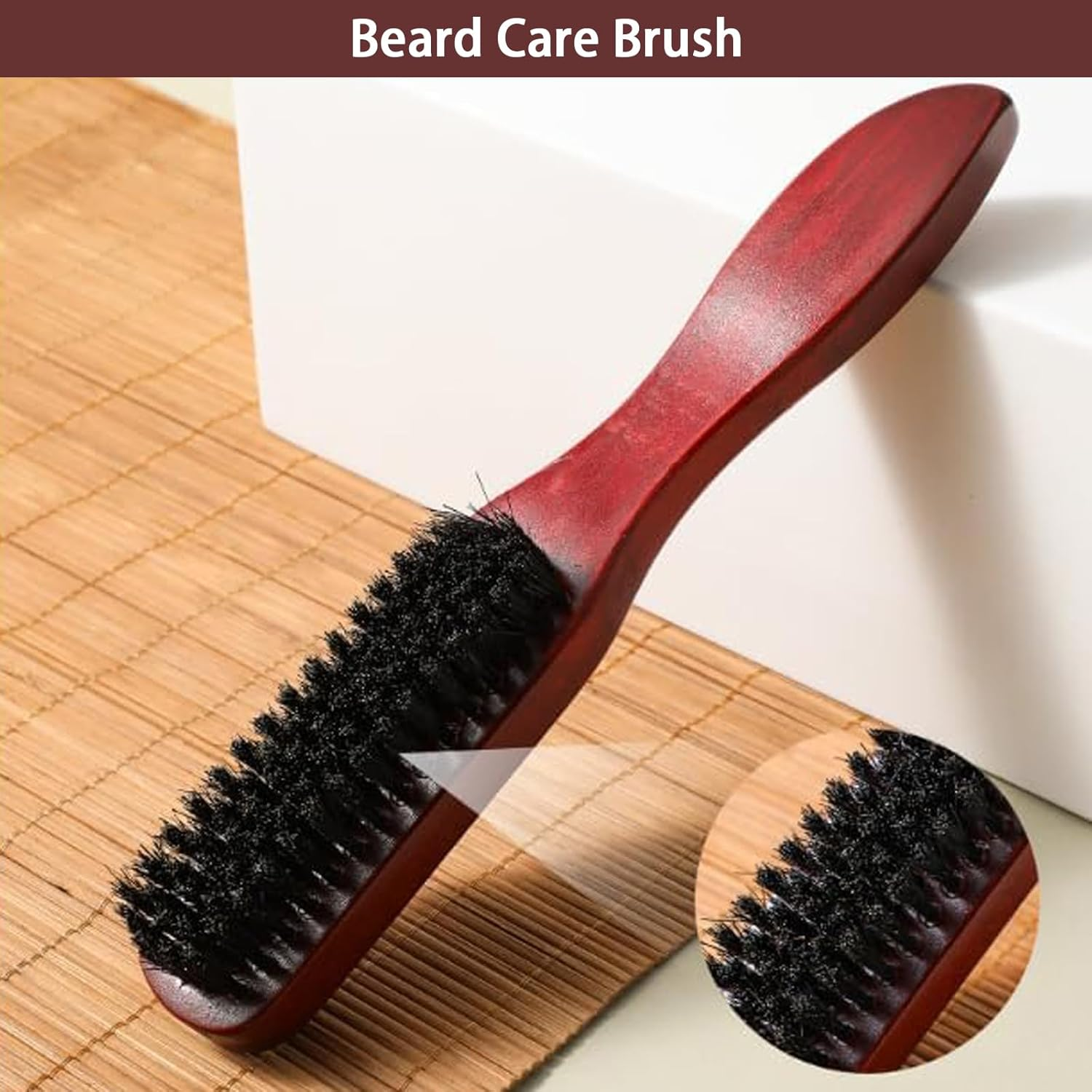 Red Brown Natural Black Boar Bristle Hairbrush,Perfect for Fine & Thick Hair, Sleek Styles & Taming Flyaways image number 1
