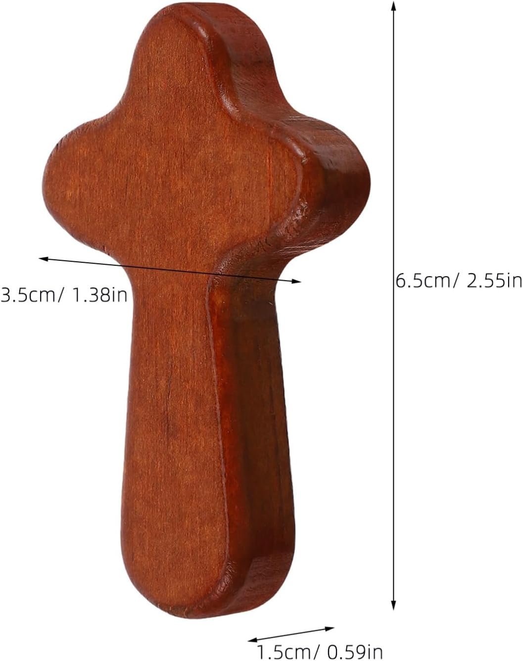 TOGEVAL 3Pcs Small Wooden Prayer Cross Handheld Palm Cross for Comfort Peace Portable Religious Baptism First Communion Confirmation Made of Pine Wood image number 1