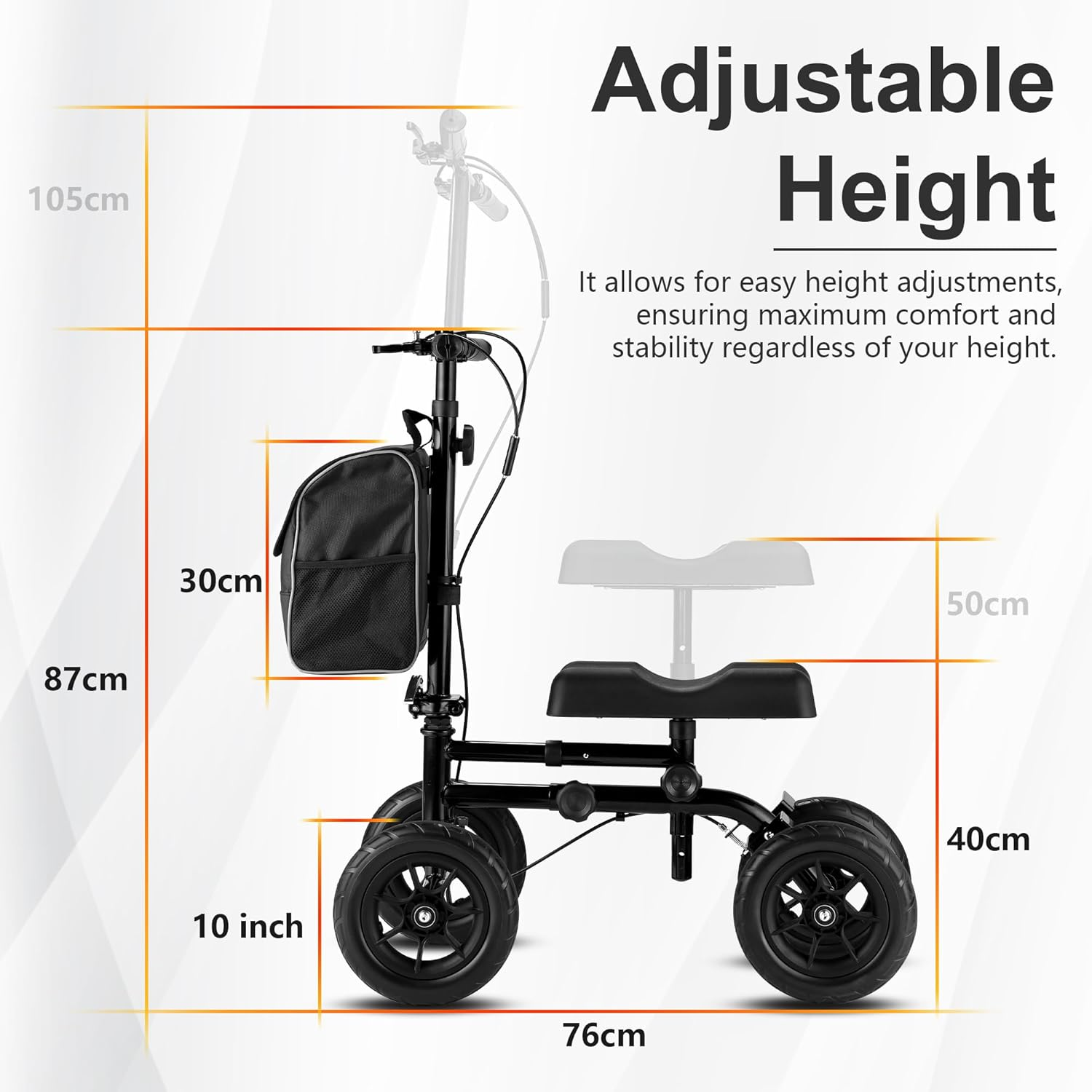 Altus All Terrain Knee Walker Scooter with 10-Inch Wheels Injury Mobility Aid Crutches Alternative Titanium image number 3
