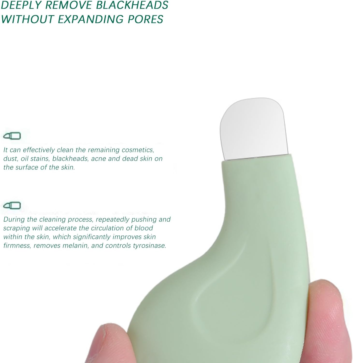 BGENHPON Blackhead Remover Tool, Silicone Face Scraper Deep Cleansing, Skin Scrubber Face Spatula, Nose Blackhead Remover, Skin Care Tools with Pore Cleaner for Men Women (Green)