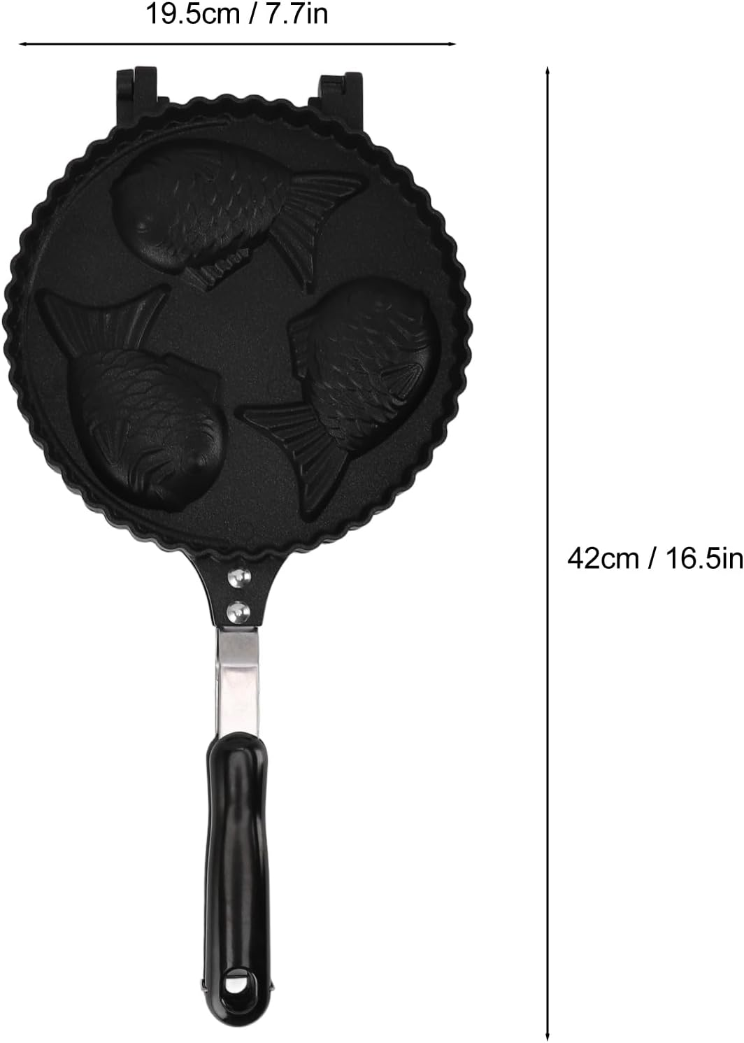 Omabeta 1PCS Fish Waffle Maker with 3-Cavity Non-Stick Griddle, 42X19.5Cm/16.5X7.7In Double-Sided Aluminum Pan with Uniform Heating for Taiyaki Pancakes, Home and Snack Bar Baking image number 2