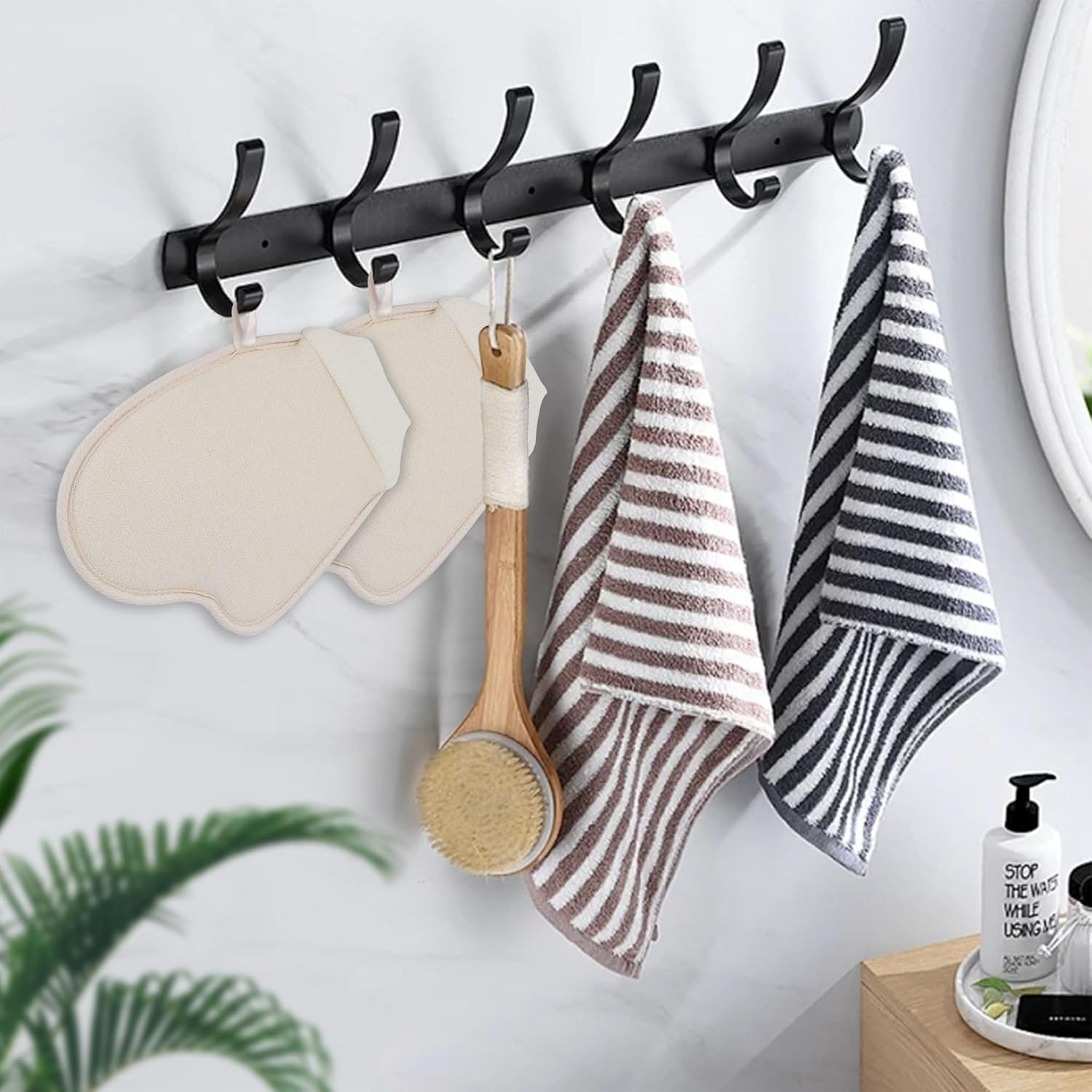 Natural Loofah Exfoliating Body Scrubber, Bath Loofa Scrub Exfoliator Mitten Glove Shower Luffa Sponge Pad for Men Women Elderly (1 Pcs, Double-Sided) image number 1