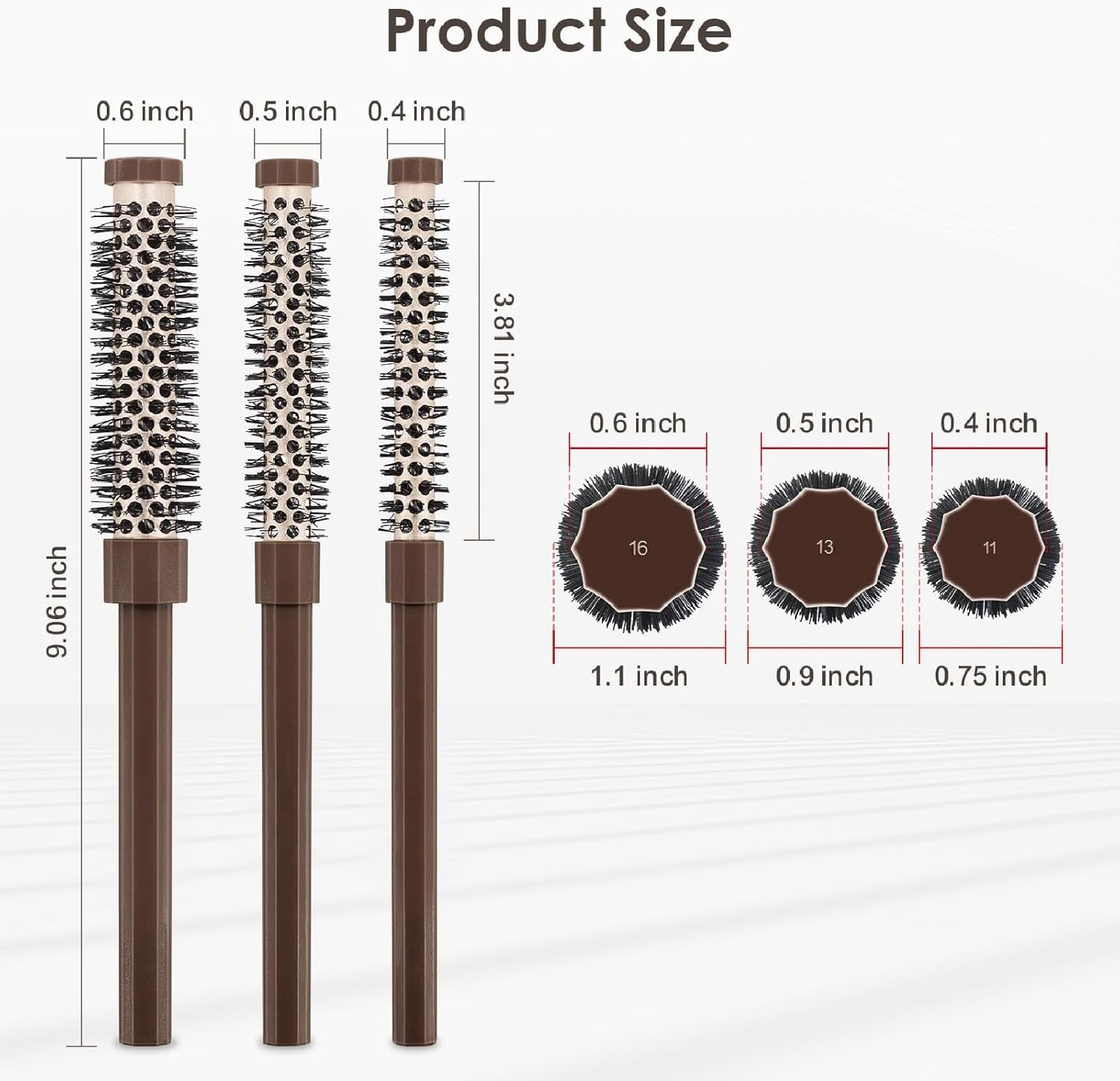 Round Brush Small, Pack of 3 Hair Dryer Brush, round Hair Brush with Aluminium Tube, Perfect for Quick Styling, Volume and Gentle Care of Short to Medium Hair, Suitable for Men and Women image number 1