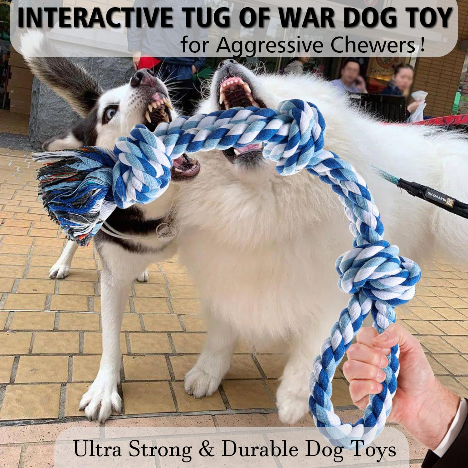 XIGOU Dog Rope Toys 2 Pcs Indestructible Dog Toys, Dog Chew Toys for Aggressive Chewers, Tough Puppy Teething Chew Toys for Boredom, Dental Cleaning Tug of War Dog Toy, Great for Small to Large Breed - Pink  Purple image number 5