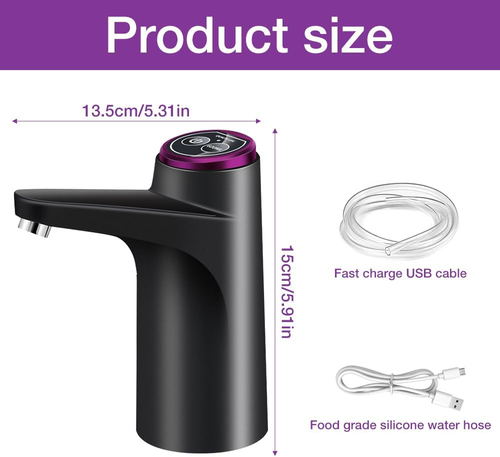 LYPPUL Electric Water Dispenser, USB Charging Automatic Drinking Water Pump, 5 Gallon Water Pump for Water Bottle, Rechargeable Water Dispenser for Home, Camping, Office, Kitchen, School image number 6