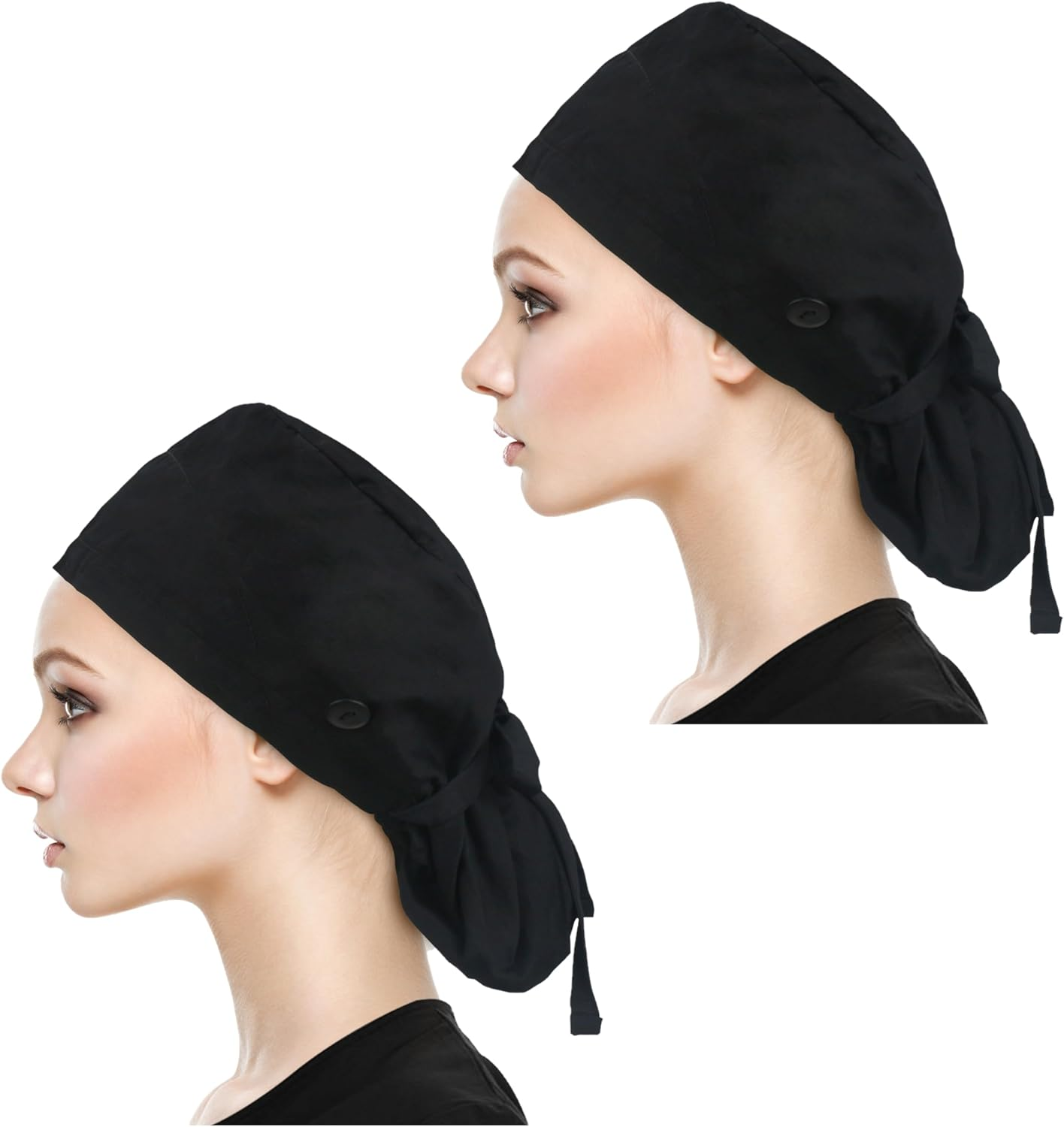 QBA Adjustable Working Cap with Button, Cotton Working Hat Sweatband, Elastic Bandage Tie Back Hats for Women & Men, One Size