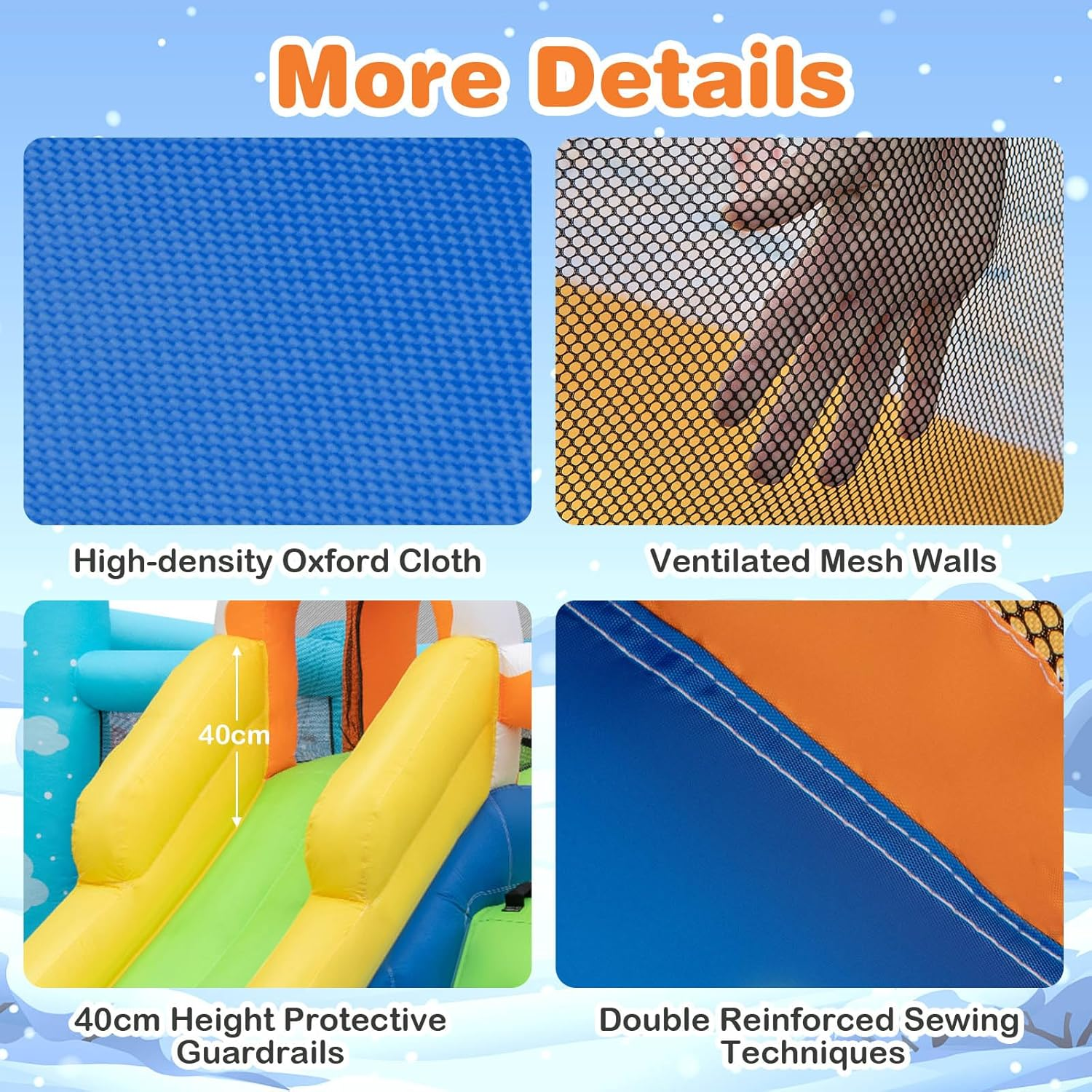 HONEY JOY Kids Inflatable Water Slide, 7-In-1 Outdoor Kids Jumping Castle W/Long Slide, Large Ball Pit, Double Climbing Walls, Basketball Hoop, Pitching Game & Ring-Toss Game (With 680W Blower) image number 4