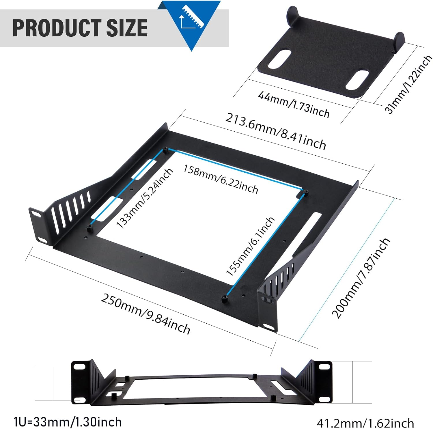 Geeekpi Deskpi Rackmate Accessories Mini ITX Shelf 10 Inch 1U Rack, Mini ITX Shelf for Rackmate T1/T0 image number 1