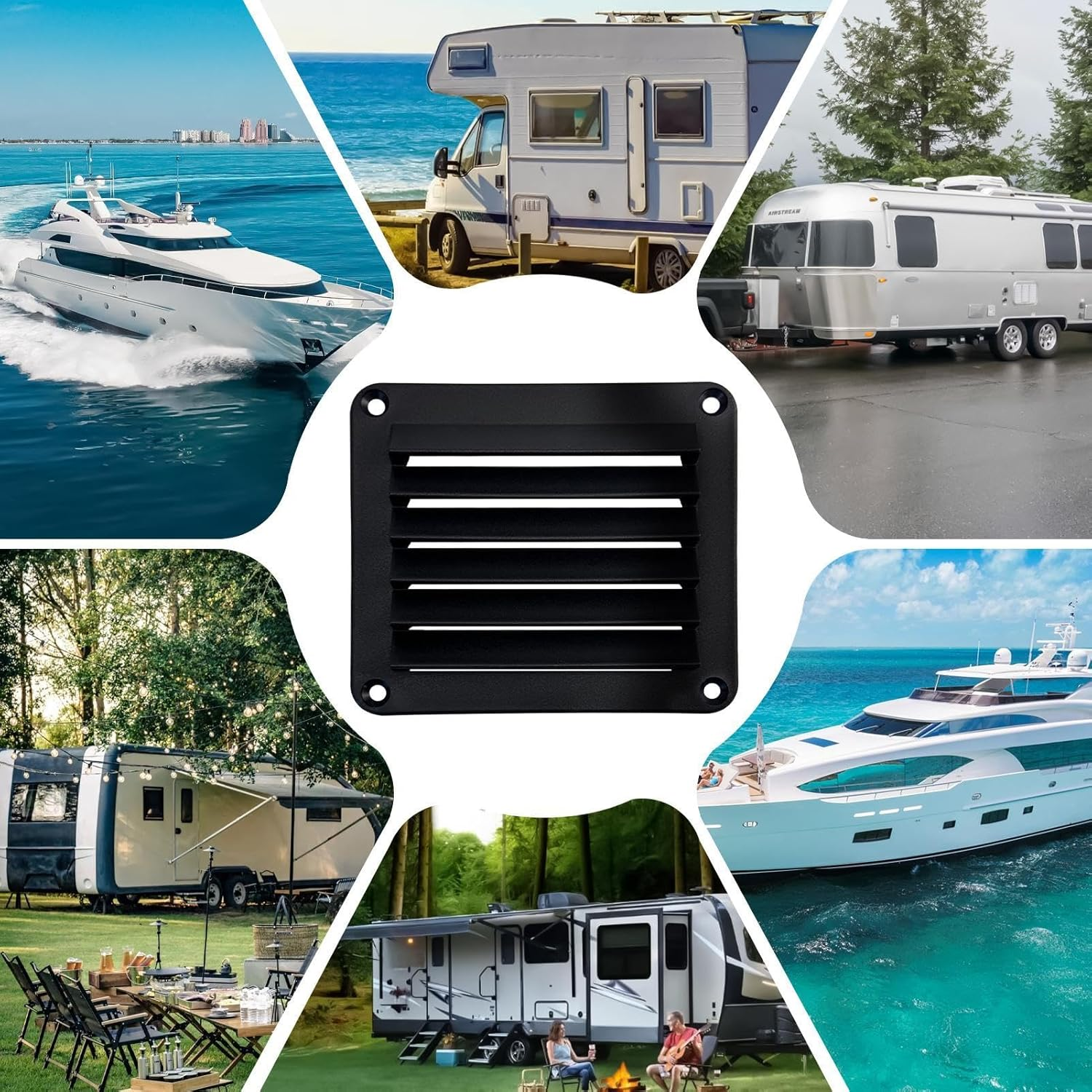 Louvered Boat Vents, Outlet Grille Ventilation, Square Air Vent for Boats, Nylon, Optimal Heat Dissipation for Marine Uses and Caravans image number 4