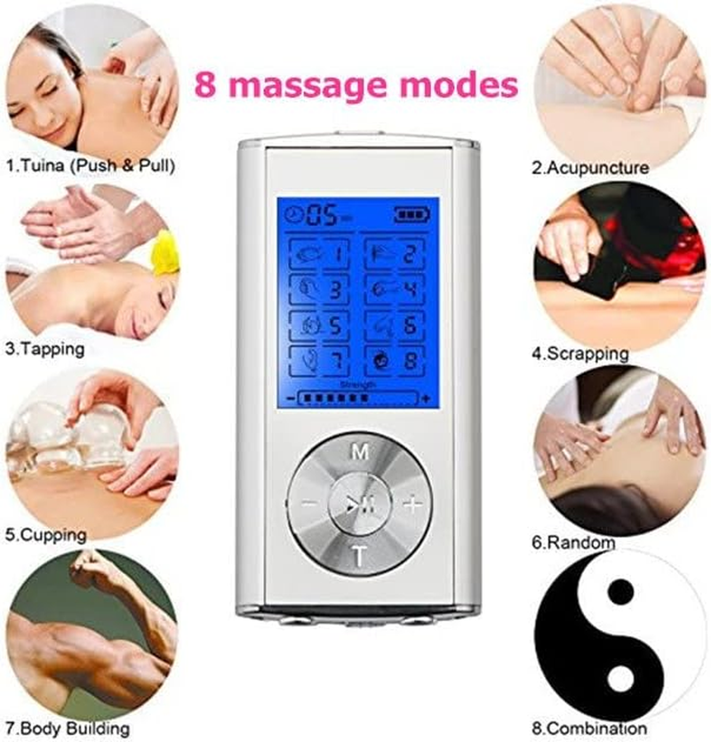 Dual Channel Electronic Nerve & Muscle Stimulator TENS Machine Unit Pain Relief Rechargeable Pulse Physio Massager for Natural Pain Relief image number 5