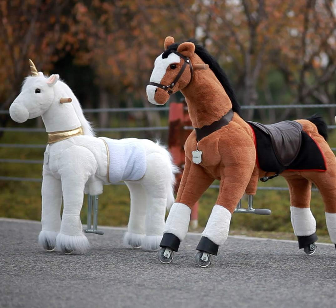 UFREE Horse Action Pony, Walking Horse Toy, Rocking Horse with Wheels Giddy up Ride on for Kids Aged 3 to 6 Years Old, Unicorn with Golden Horn image number 6
