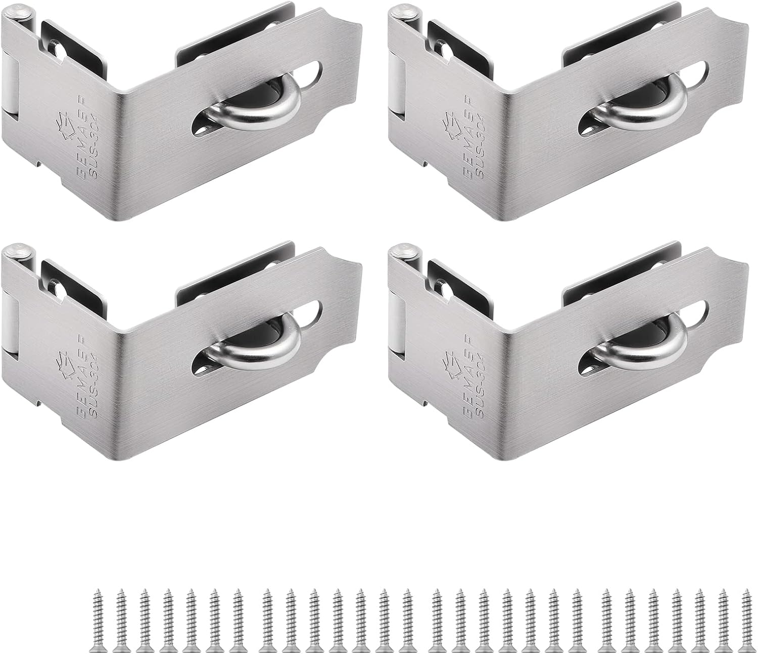 Hasp Latch 4 Pack, 90 Degree Solid 304 Stainless Steel File Cabinet Lock Desk Drawer Lock, Safe Security Padlock Latch Hasp Lock for Personal Privacy