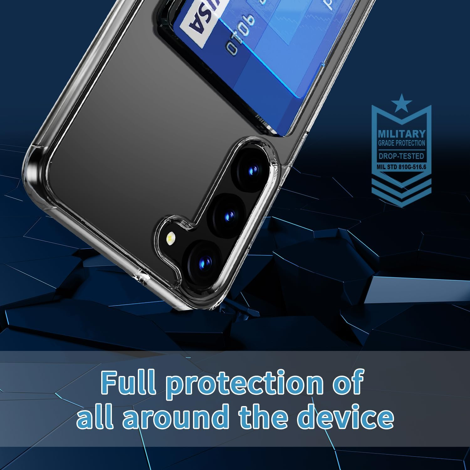 Clear Case for Samsung Galaxy S23 plus with Credit Card Holder [Up to 2 Cards], Anti-Yellow Shockproof Anti-Scratch Durable 360&deg;Full Protection Cell Phone Cover