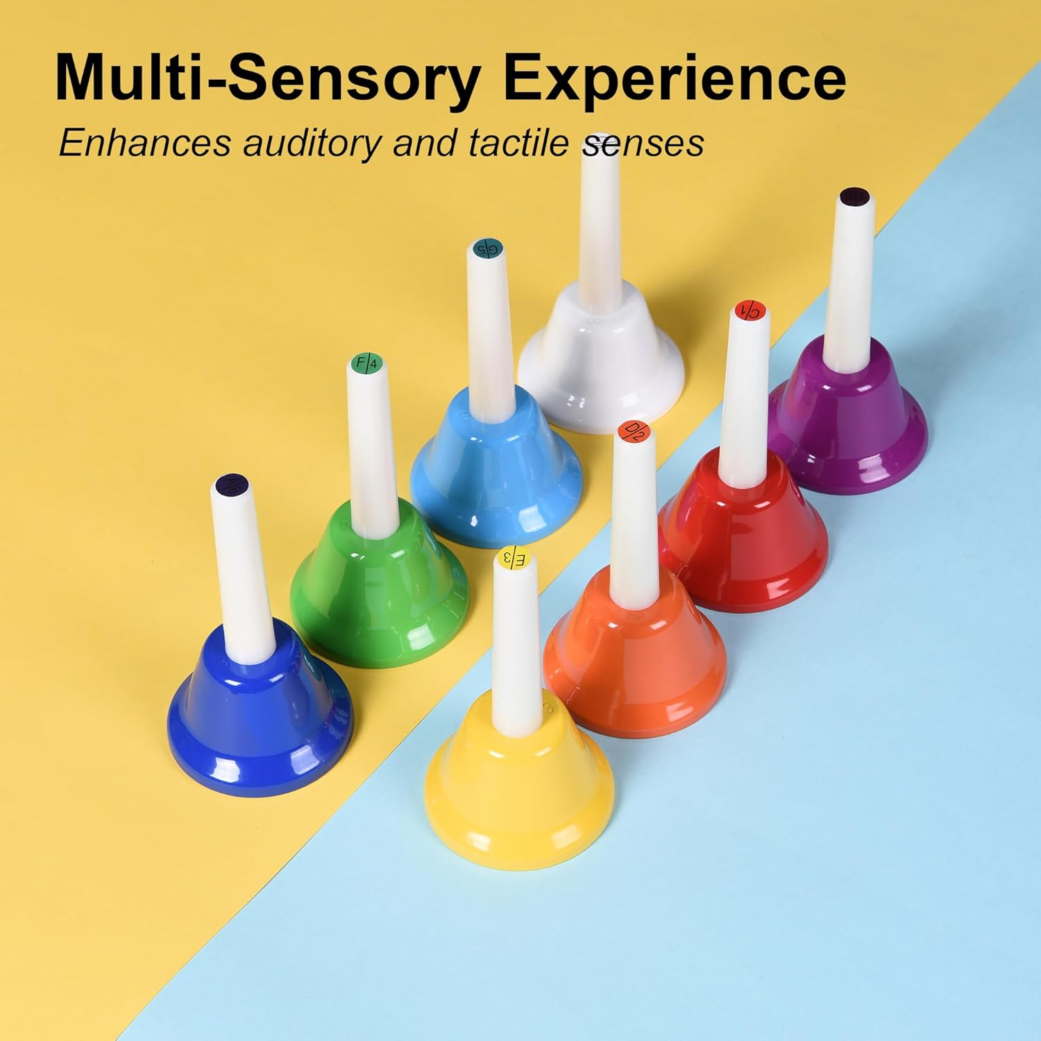 8 Note Hand Bells for Kids Adults, Colorful Merry Handbells Set Musical Instruments image number 4