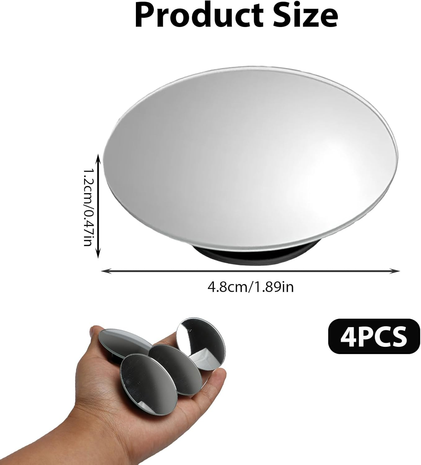 4 Pcs Blind Spot Mirrors for Cars - 2" round Hd Frameless Convex & 360&deg; Rotatable Auxiliary & Adjustabe Small Rearview Mirrors for All Car Types, Automotive Accessories, Rear View Mirror image number 1