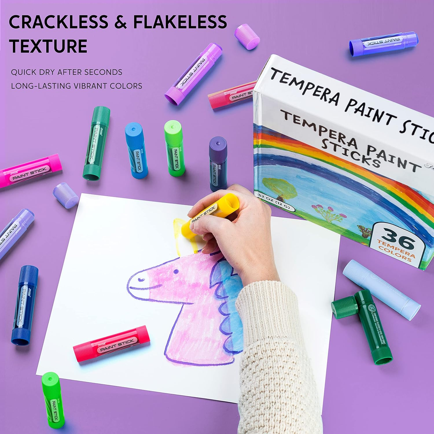 JOYIN 36 Washable Tempera Stick Paint Sticks for Children 2-3 Years - Gouache Kit and Creative Stationery Gifts image number 2