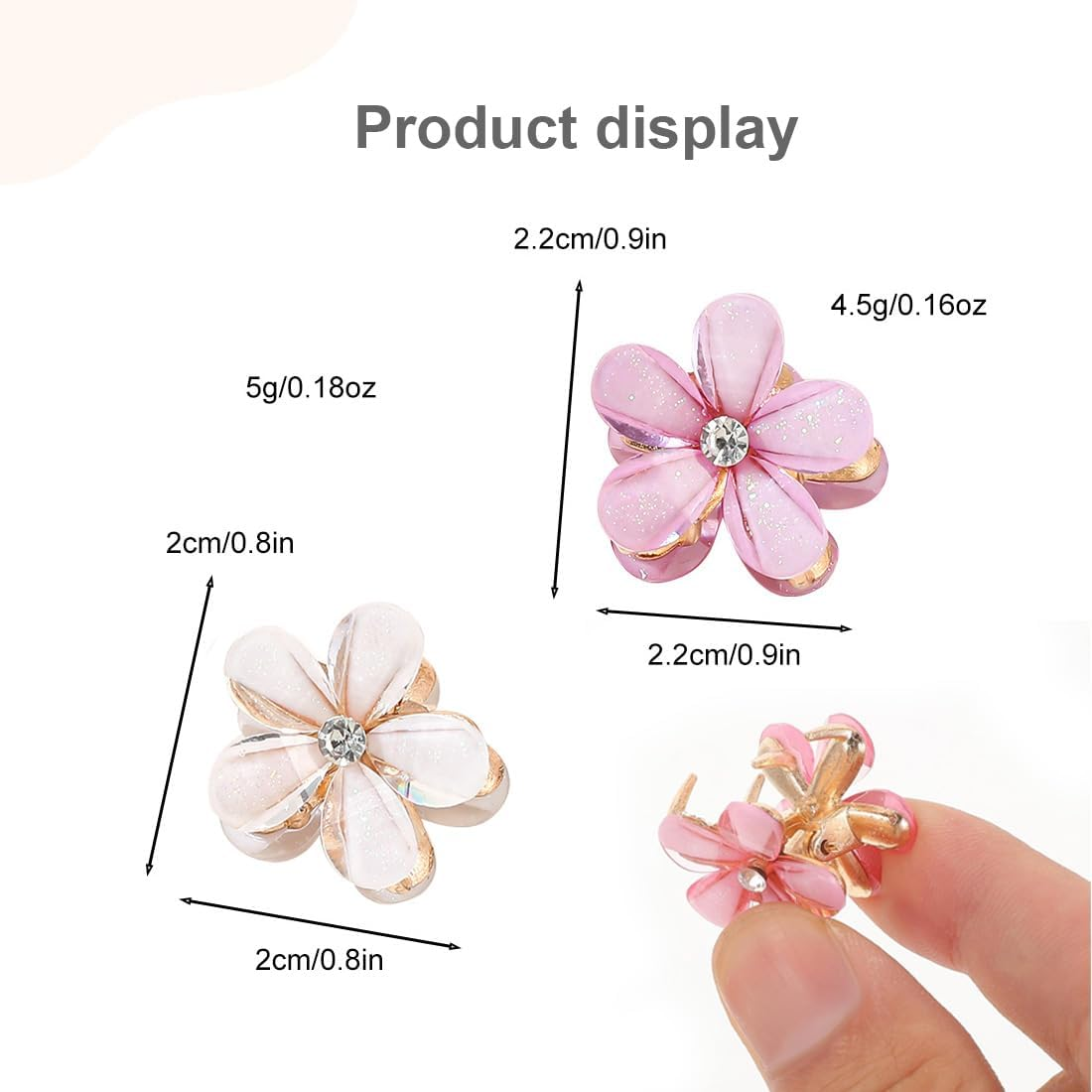 SIRLOMU 10 Pieces Mini Hair Accessories Flower, Cute Rhinestone Flower Hair Clips, Small Flower Hair Clips for Photoshoot, Daily Life, Party, Wedding(White) image number 3