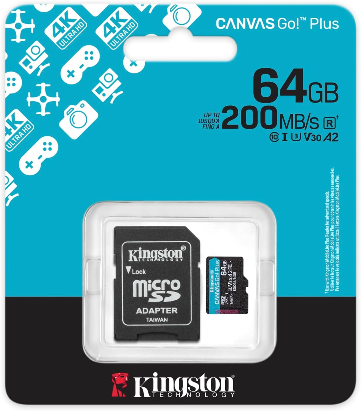 Kingston Canvas Go! plus (Up to 200Mb/S Read) Microsd 64GB image number 1