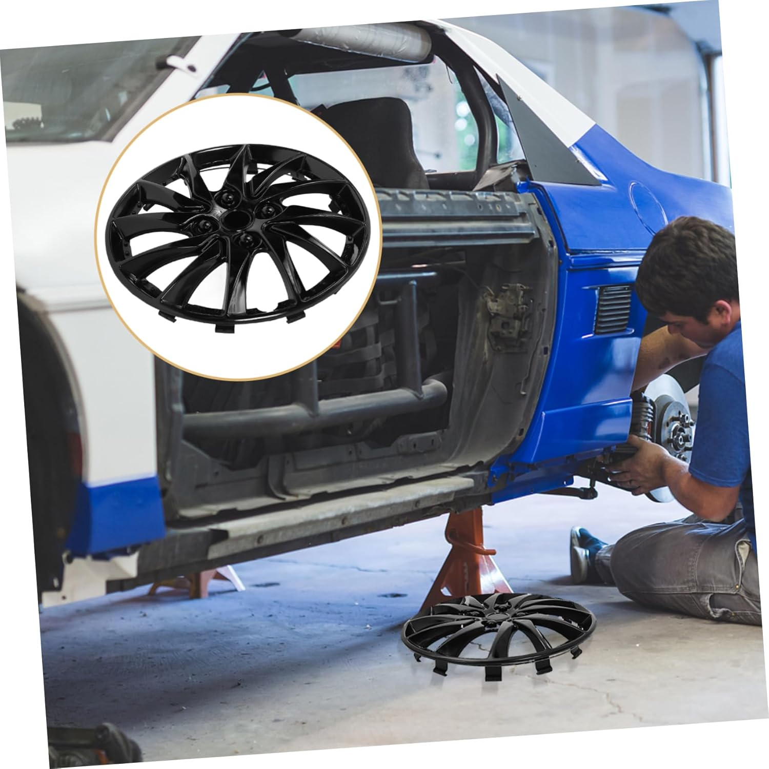 Ipetboom Automotive Hubcaps Black Pp Wheel Cover for Steel Rims Practical Replacement for Cars and Trucks image number 2