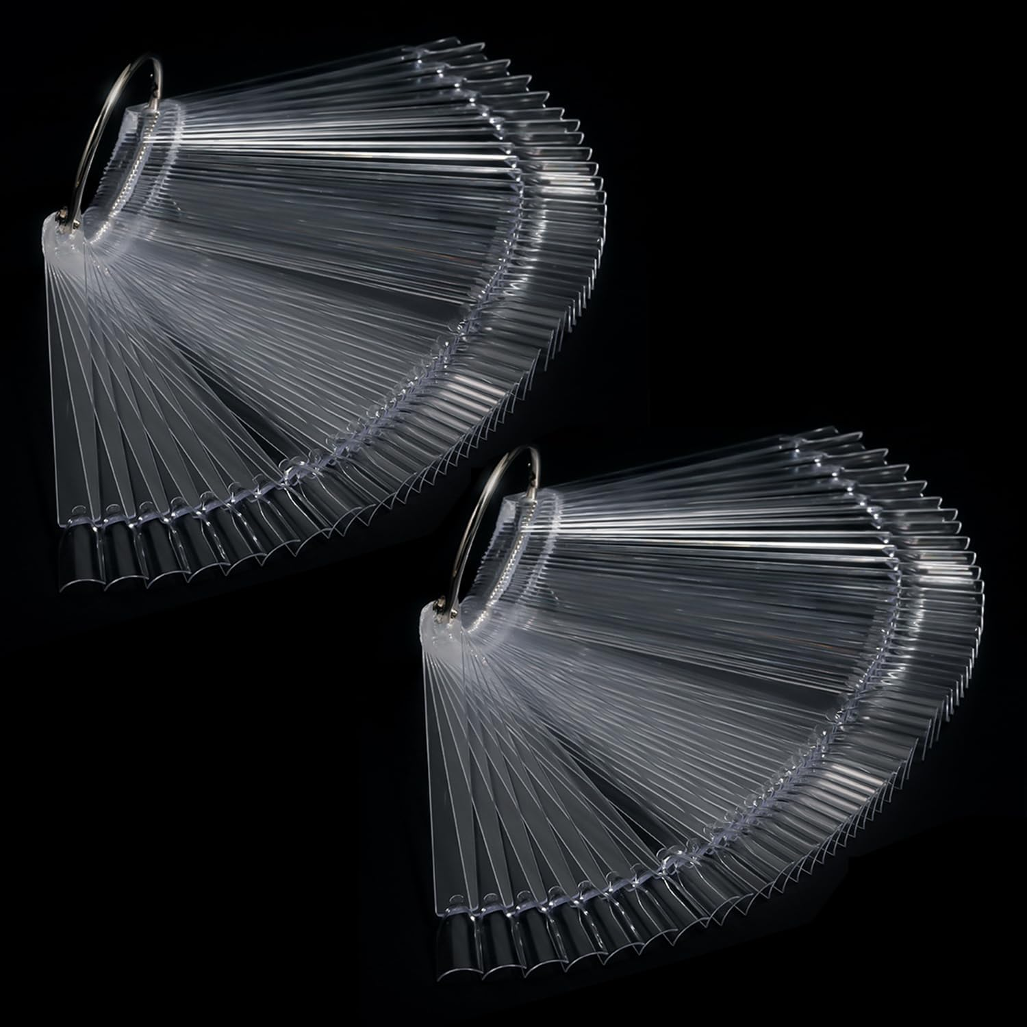 Henmeili Pack of 100 Nail Art Tips Ring Stick, Transparent Colour Card Plates Nail Polish Display Ring Sticks, Nail Salon Exercises Display Nail Tips for Display and Practice DIY Nail Art (Transparent image number 3