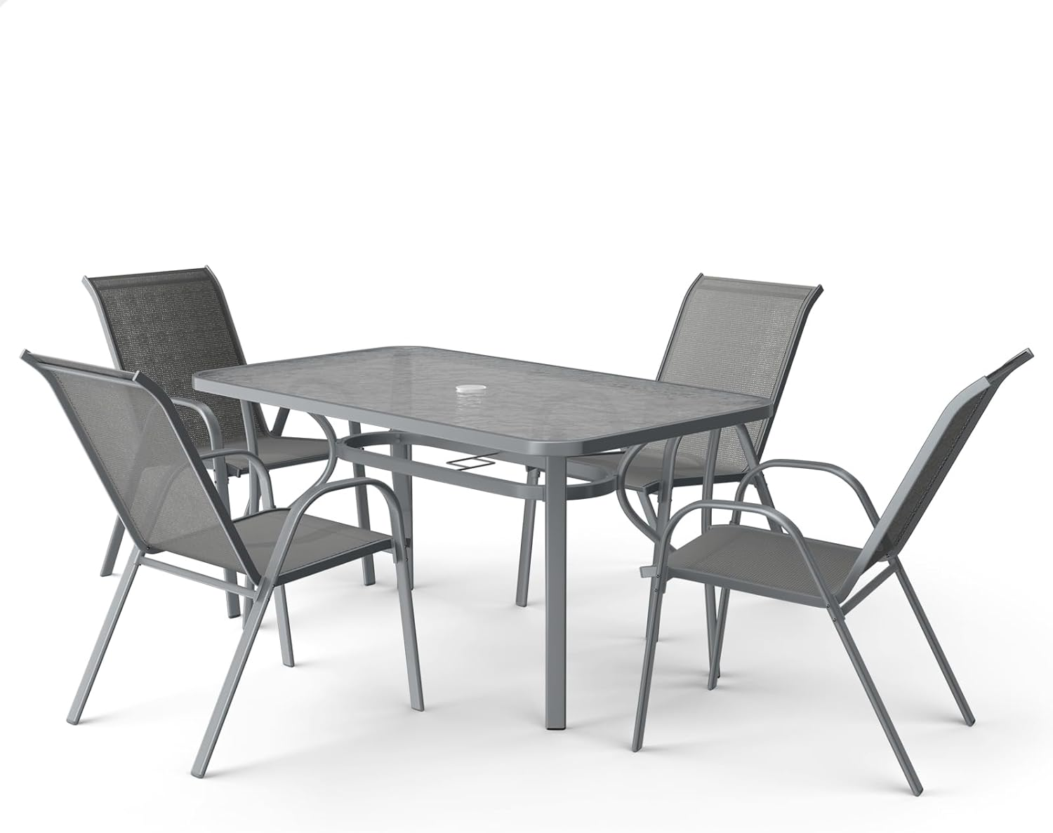 ALFORDSON Outdoor Dining Set, 5 Pcs Garden Patio Furniture with Patio Table and Chairs, All-Weather Textilene Fabric Indoor Bar Set for Patio, Garden, Lawn, Balcony and Swimming Pool Side, Grey Color image number 7