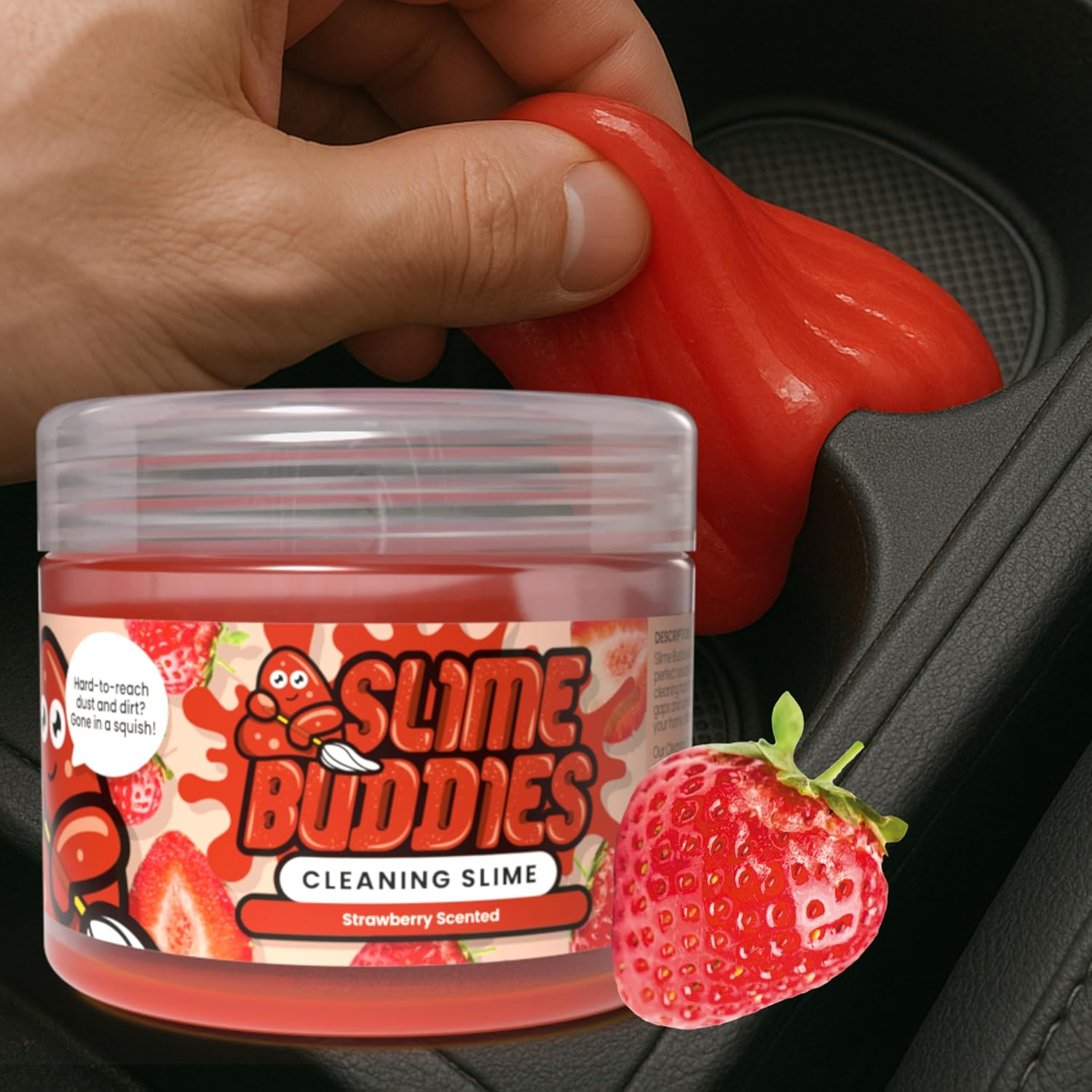 Slime Buddies Cleaning Putty Gel | Car Cleaning Gel for Air Vents & Interiors, Computer, Macbook & Laptop Keyboard Cleaner | Clean Hard to Reach Spaces | Surface Dust Cleaner | Apple Scent 160G