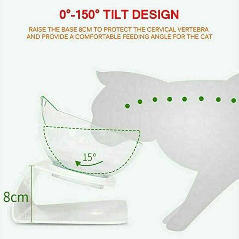 Double Elevated Cat Dog Pet Bowl Feeder Food Water Raised Lifted Stand Bowls (Black+Clear) image number 2