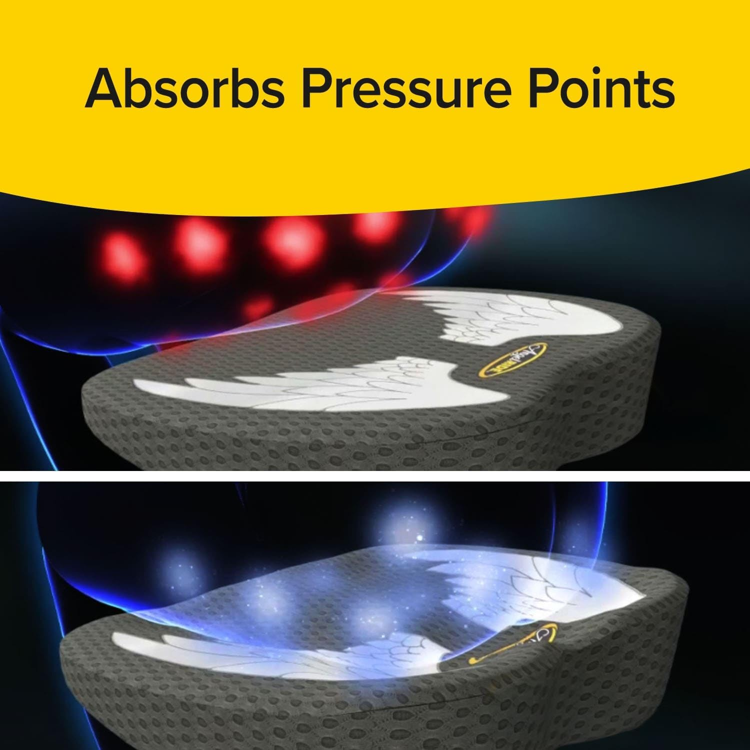 Angel Ride Auto Cushion with Memory Foam, AS-SEEN-ON-TV, Advanced Lumbar Helps Relieve Pressure Points, Molds to Any Body, Drive in Heavenly Comfort in Any Vehicle, Breathable, Washable Cover image number 3