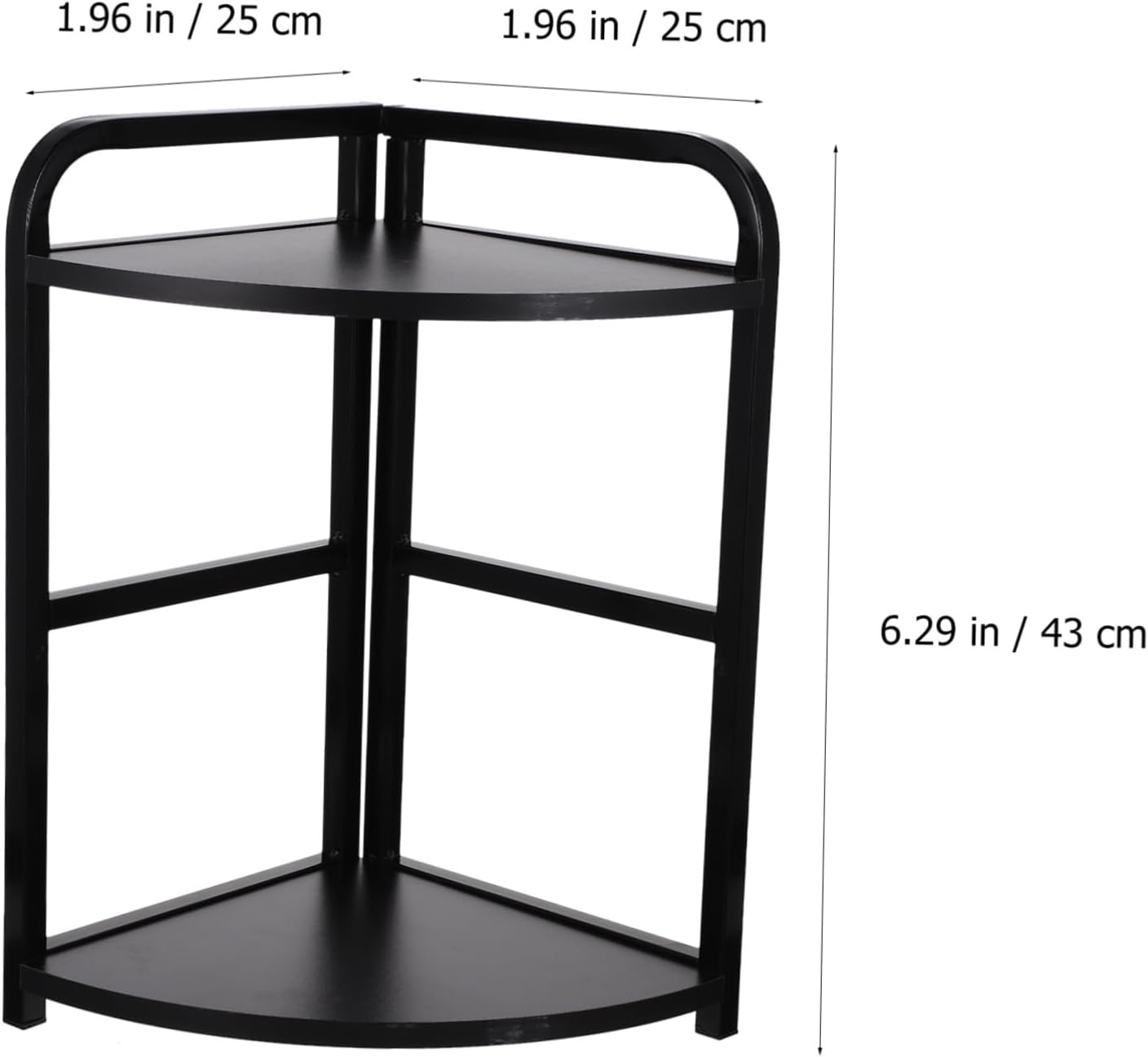 Double Layers Corner Spice Rack 25X25X43Cm Black Willow Wood with Metal Frame Kitchen Storage Shelf for Home Kitchen Seasoning Organization