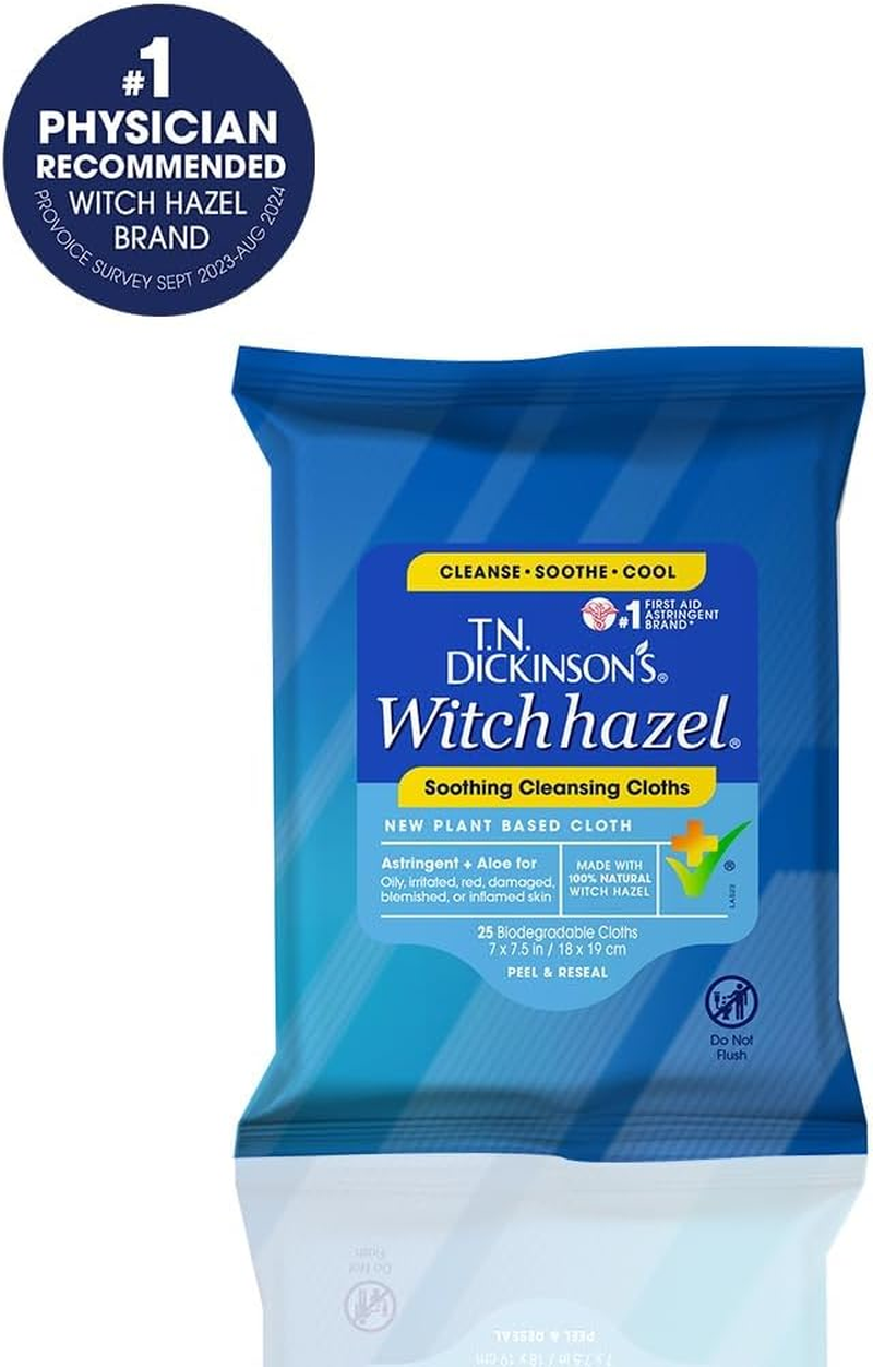 T.N. Dickinson'S Witch Hazel New Soothing Multi-Use Cleansing Cloth, 25 Count