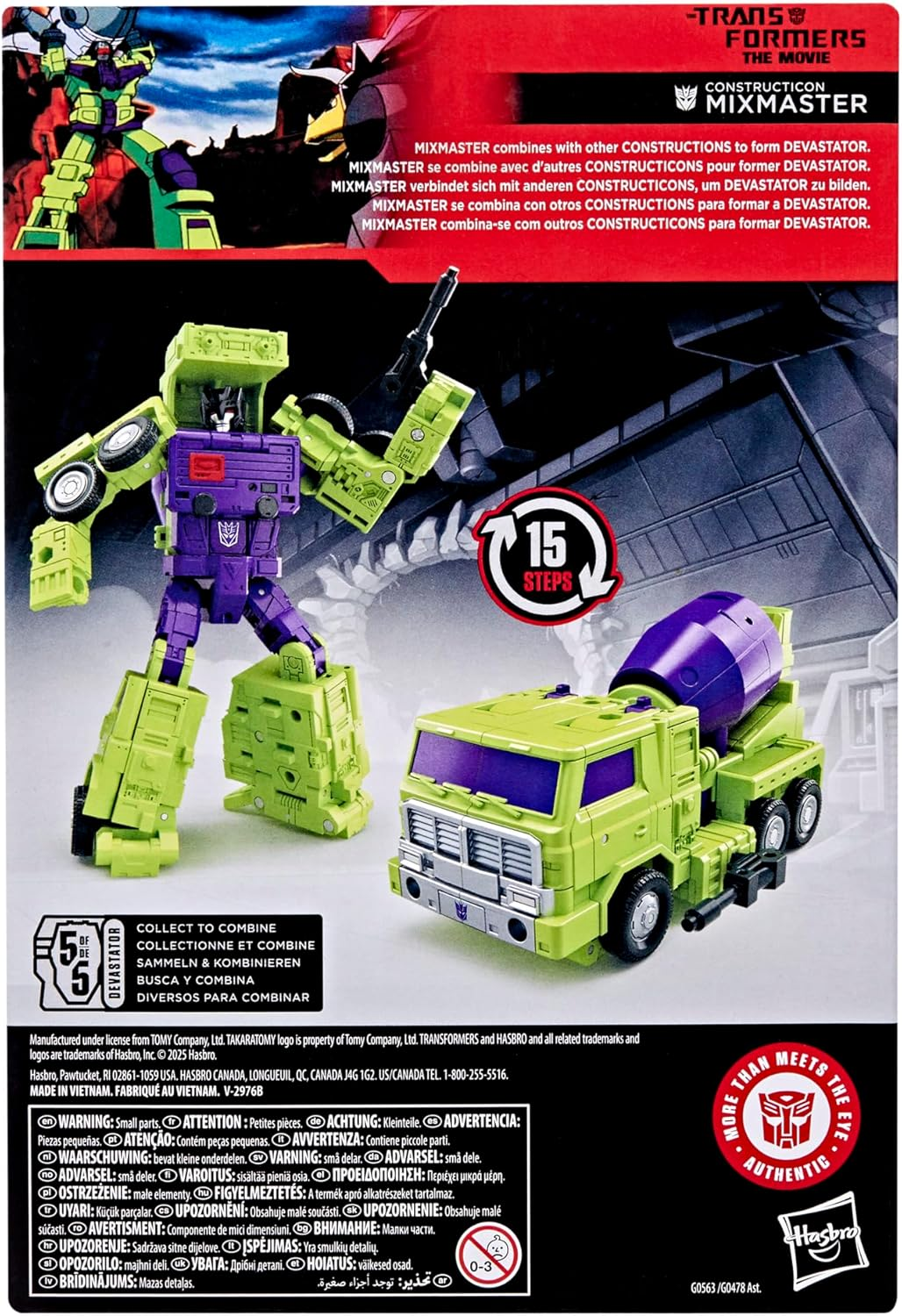 Transformers Toys Studio Series Voyager Class the Transformers: the Movie Constructicon Mixmaster, 5.5-Inch Converting Action Figure, Robot Toys for Ages 8+