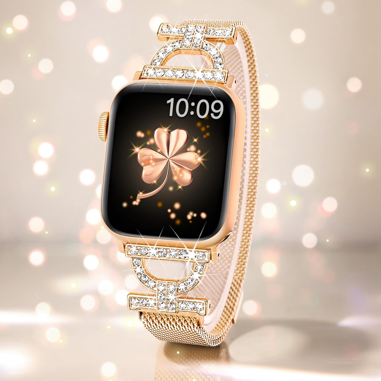 Vamyzji Compatible with Apple Watch Band 49Mm 46Mm 45Mm 44Mm 42Mm (Series 3 2 1), Silm Fashion Bling Magnetic Milanese for Apple Watch Series 11 10 9 8 7 6 5 4 3 2 1 SE, Metal Iwatch Strap for Women image number 6