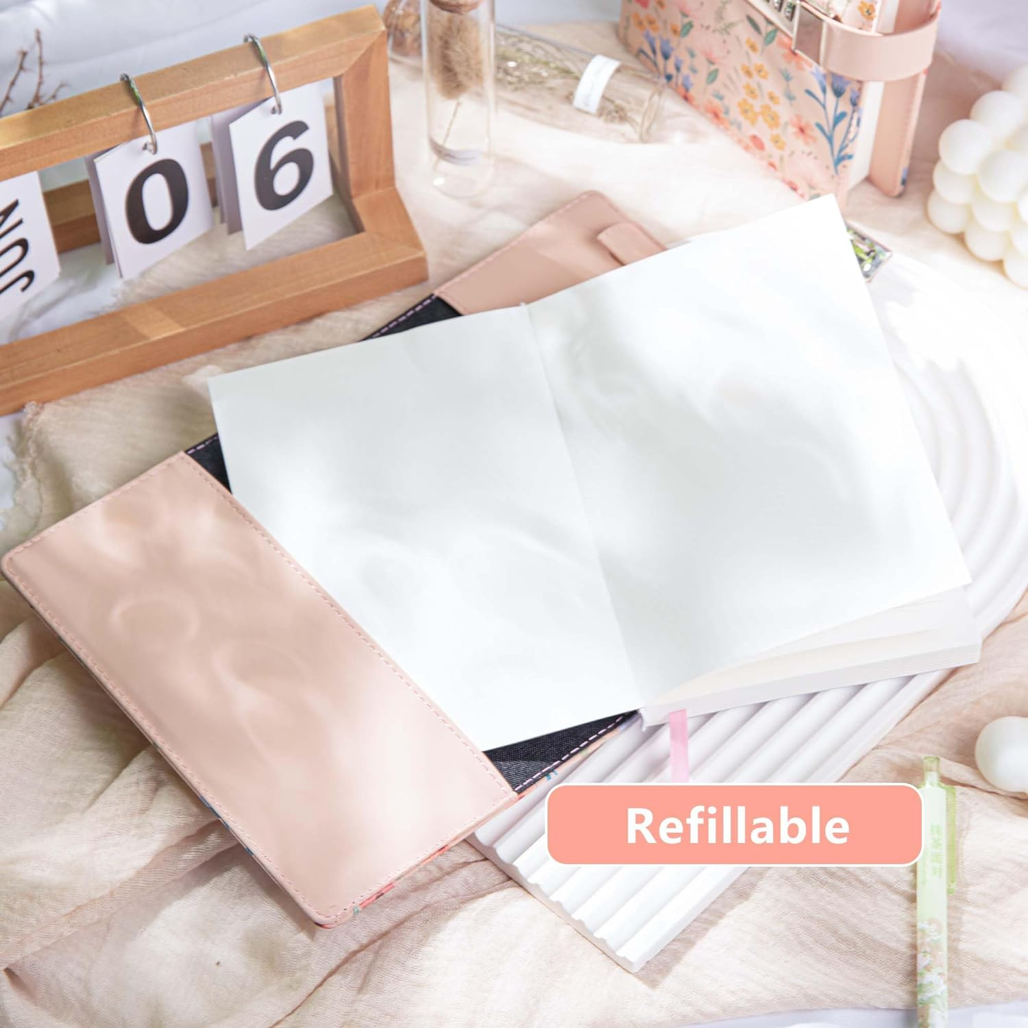 MGGAO Diary with Lock, Locked Journal for Women Girls, Refillable Water-Proof PU Leather Journal with 224 Lined Paper, B6 Secret Personal Daily Journal, Stylish Silver Locking Diary image number 3