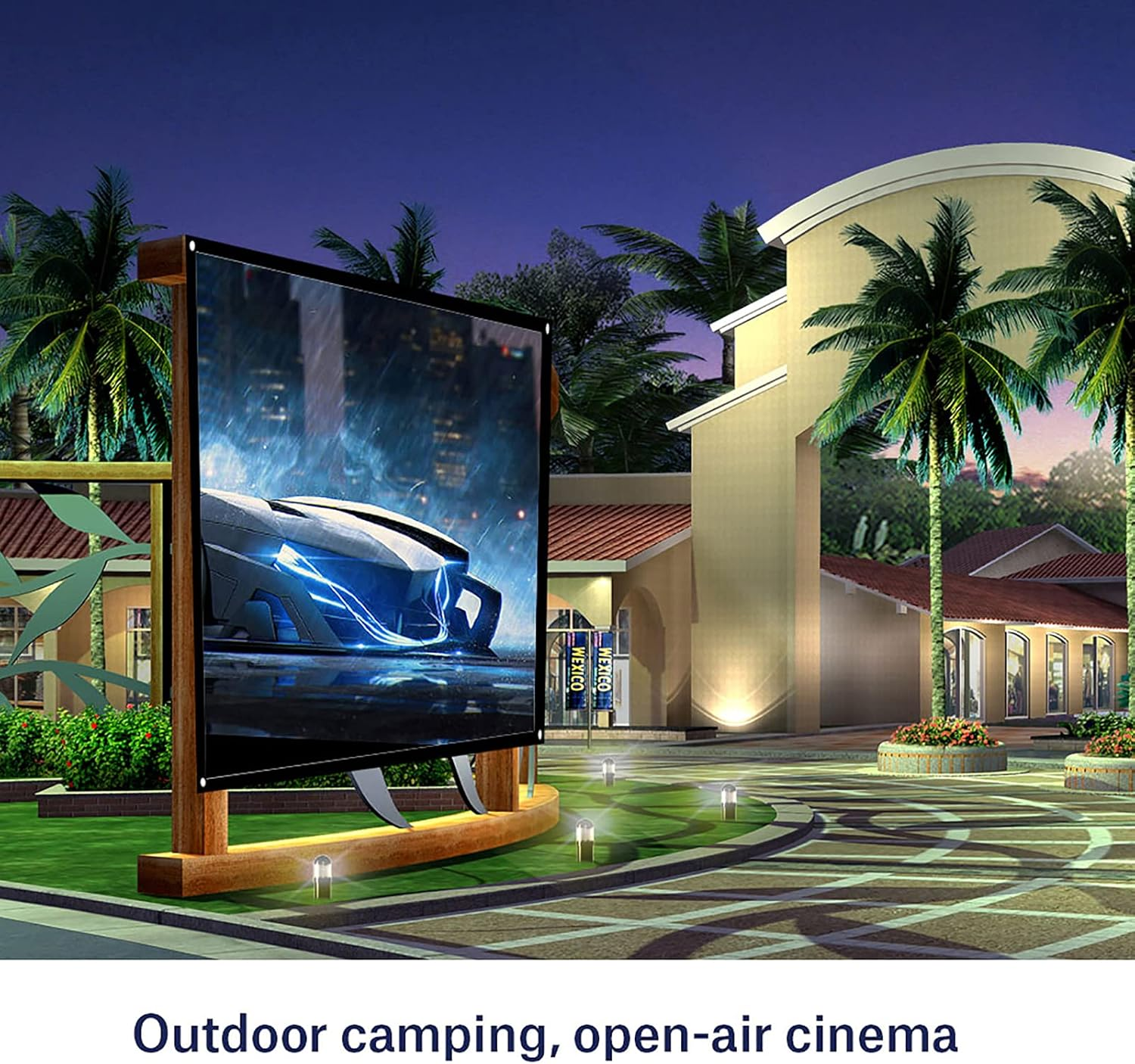 CHICIRIS Portable Projector Screen, 4: 3 Portable Screen Suitable for Outdoor Cinema, Translucent Screen [Slope Holes] (72 Inches) image number 3
