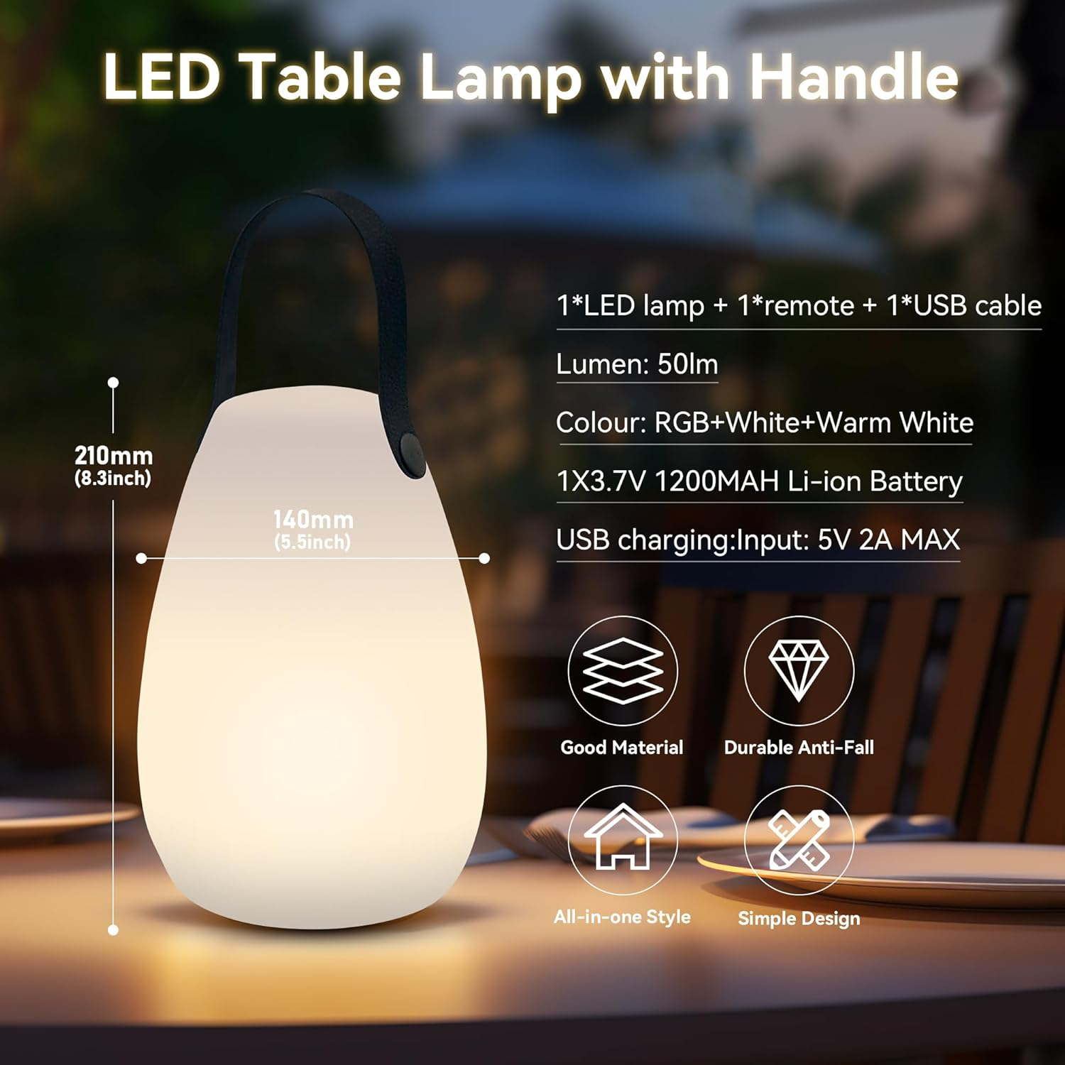 LED Table Lamp with Handle image number 5
