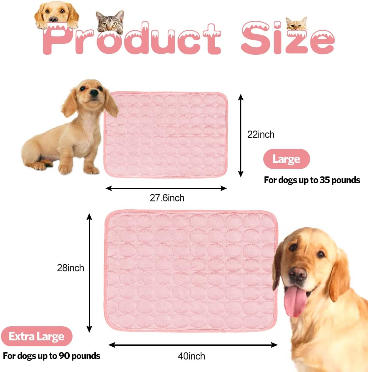 Aingycy Dog Cooling Mat Pet Cooling Pads Dogs & Cats Pet Cooling Blanket for Outdoor Car Seats Beds (28IN40IN, Pink) image number 2