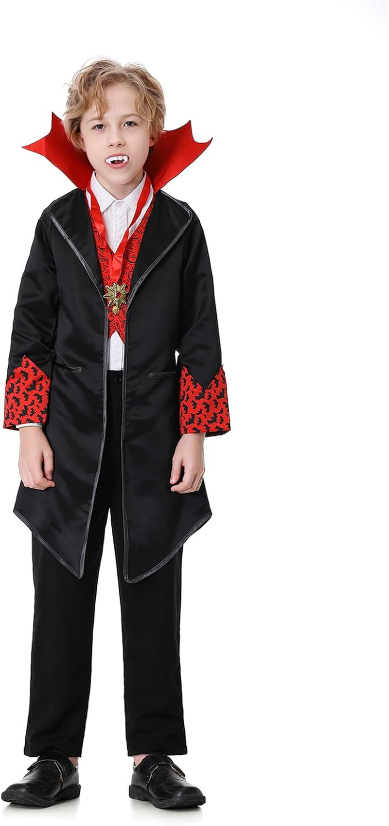 Yolsun Vampire Costume Kids Boy, Kids Vampire Costume, Fangs Toddler Vampire Costume, Scary Halloween Costumes image number 4