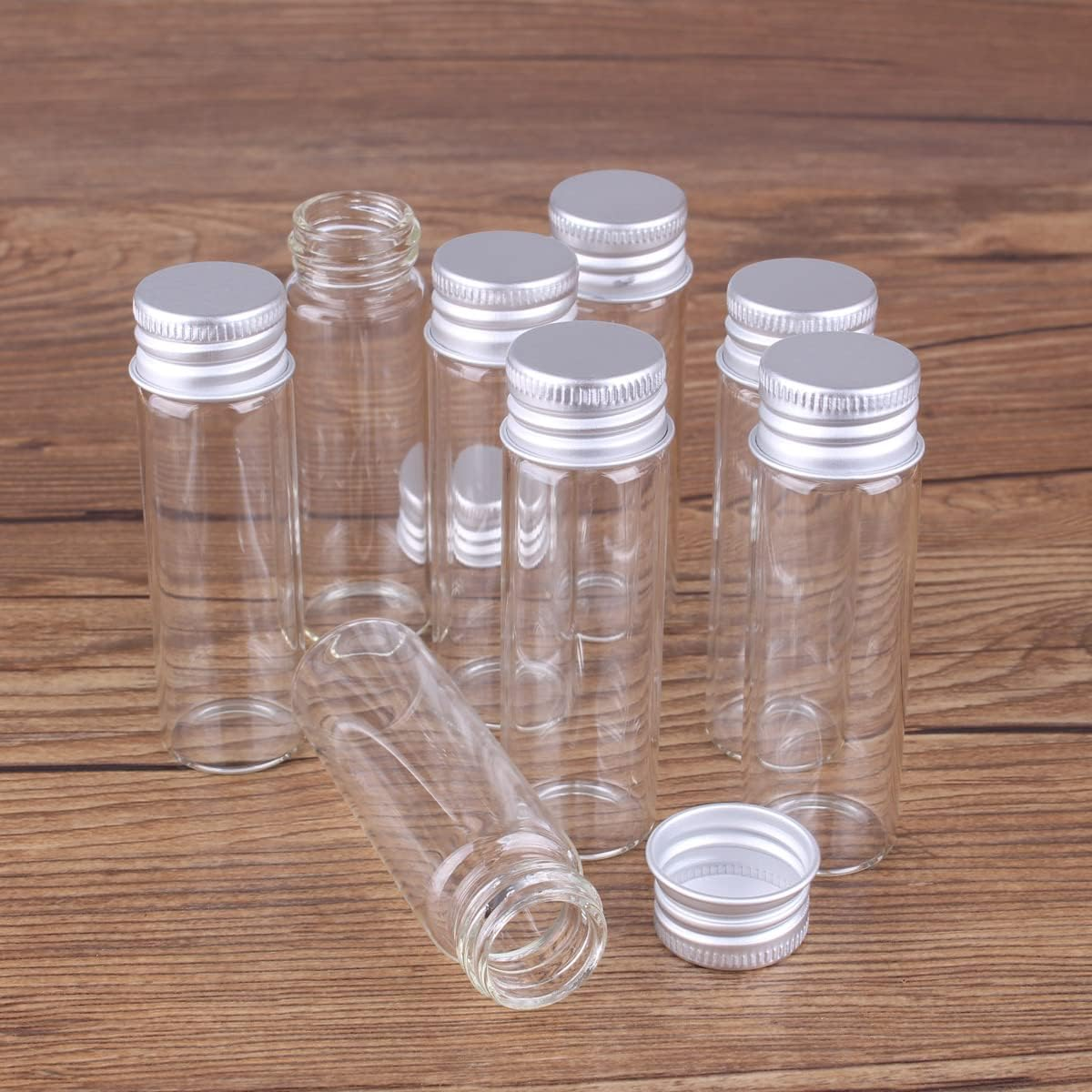 24 Pieces 18Ml Mini Glass Bottles with Aluminium Lids Small Glass Vials Wishing Jars Potion Bottles image number 3