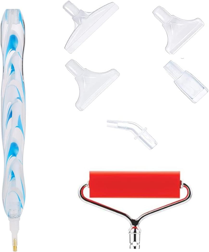 HIGHROCK Diamond Painting Resin Pen Accessories Tools Set, 5D Diamond Art Roller Tools and Accessories Set Dots round Square Drill Wax Pens (Blue)