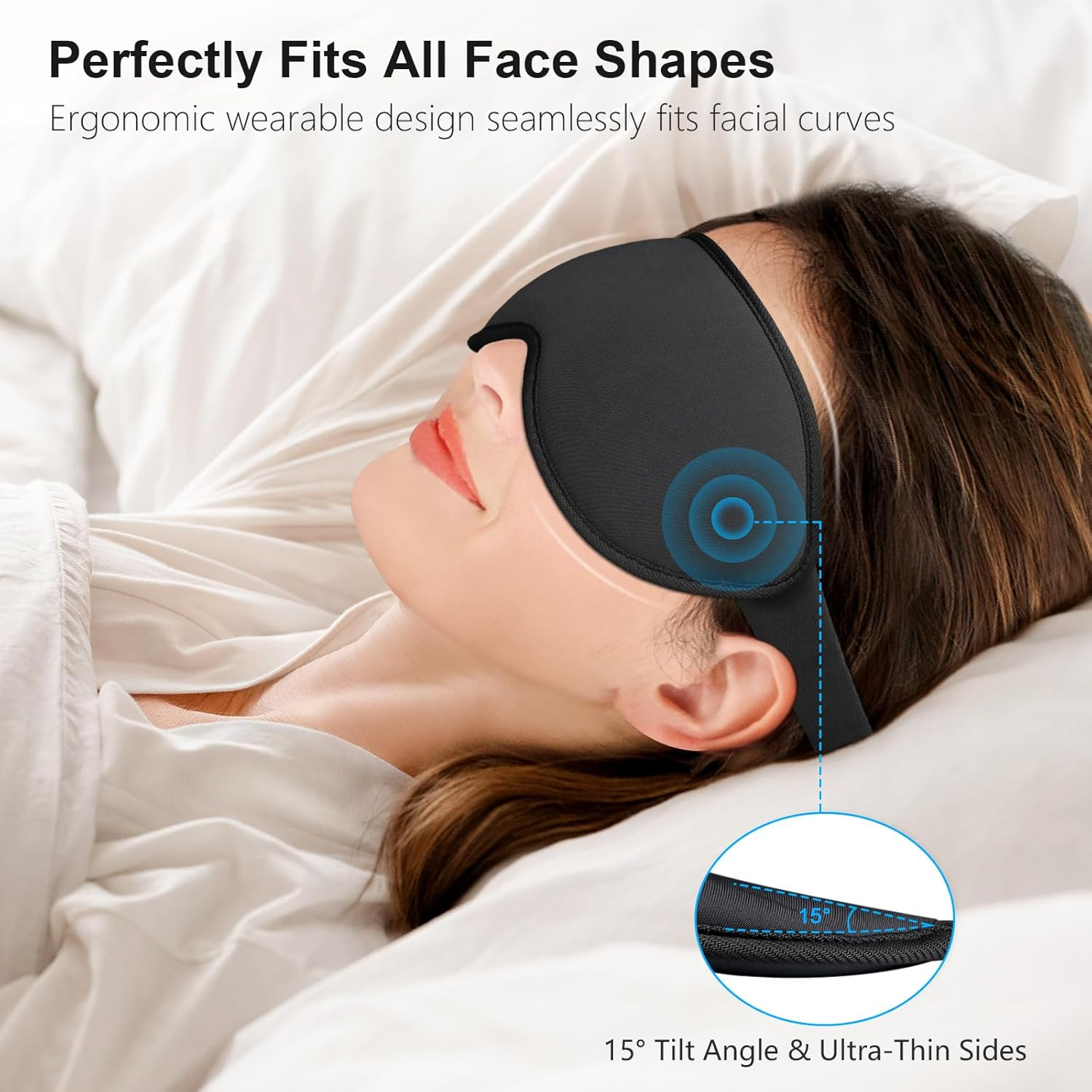 Light Blocking Sleep Masks for Men & Women-Zero Pressure Sleeping Eye Mask -3D Ergonomic Design Eye Movement and Eyelash Friendly, Ultra Comfortable Blindfold for Sleeping image number 6