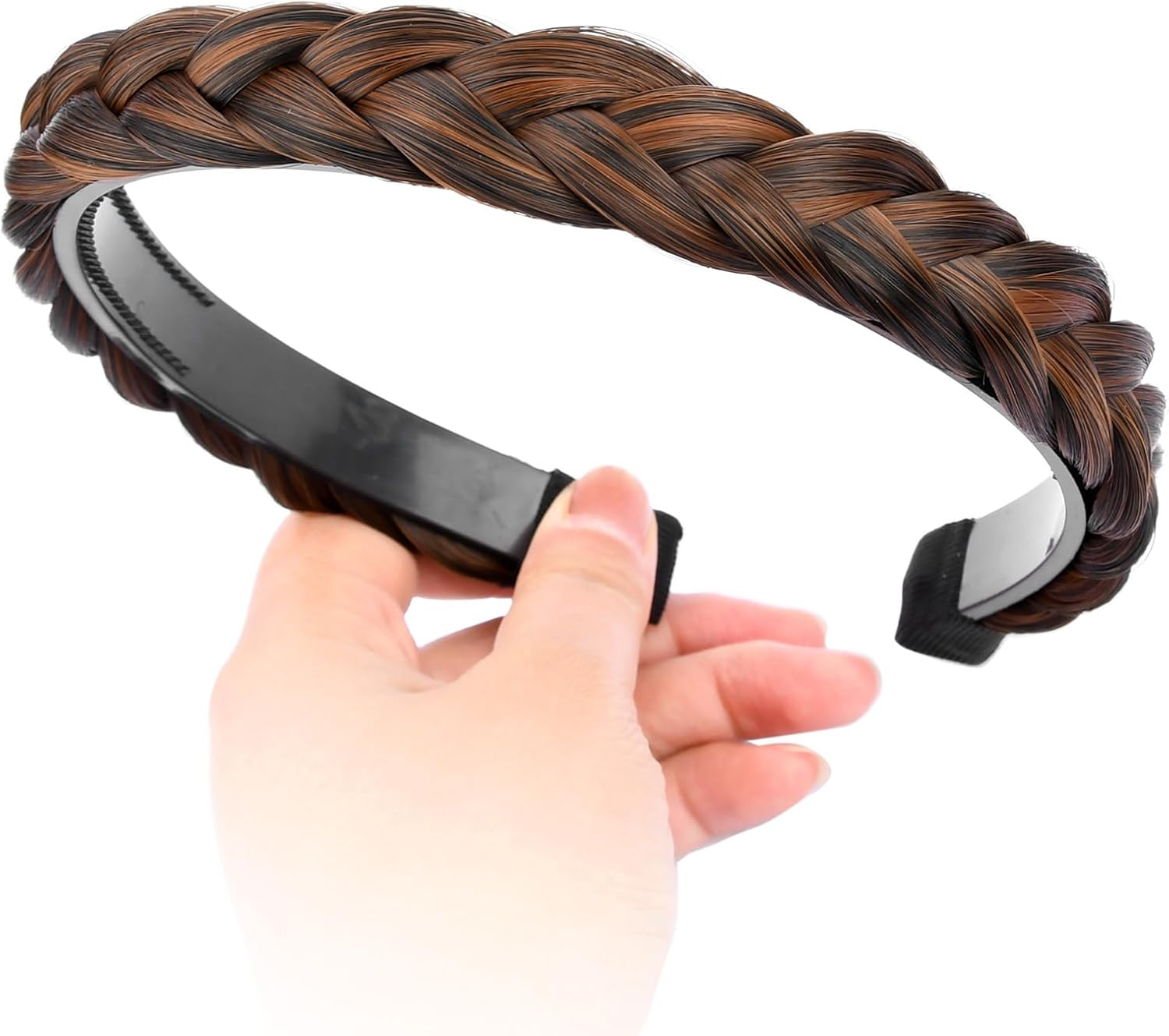 Gledola Braided Headband with Teeth Braids Hair Band with Teeth Synthetic Hair Band Braided Hair Band (White Blonde)