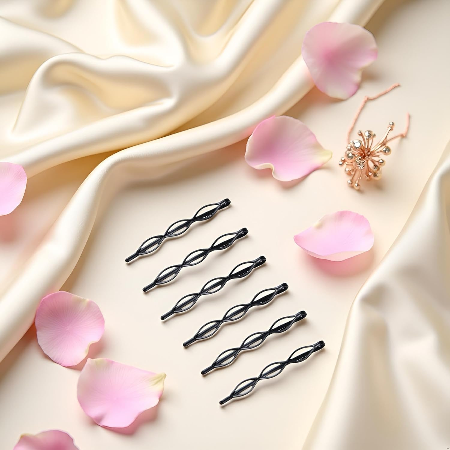 Mini Hair Pins, Vintage Hair Pins Black Invisible Bangs Clips for Women and Girls, Decorative Wedding Hair Accessories, Pack of 12