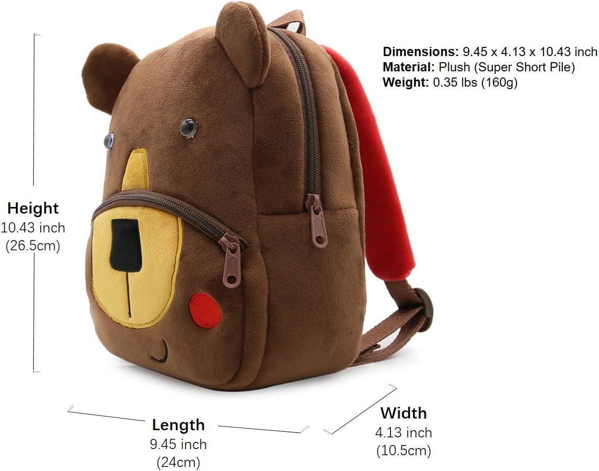 Cute Toddler Backpack Toddler Bag Plush Animal Cartoon Mini Travel Bag for Baby Girl Boy 1-6 Years (Bear) image number 4