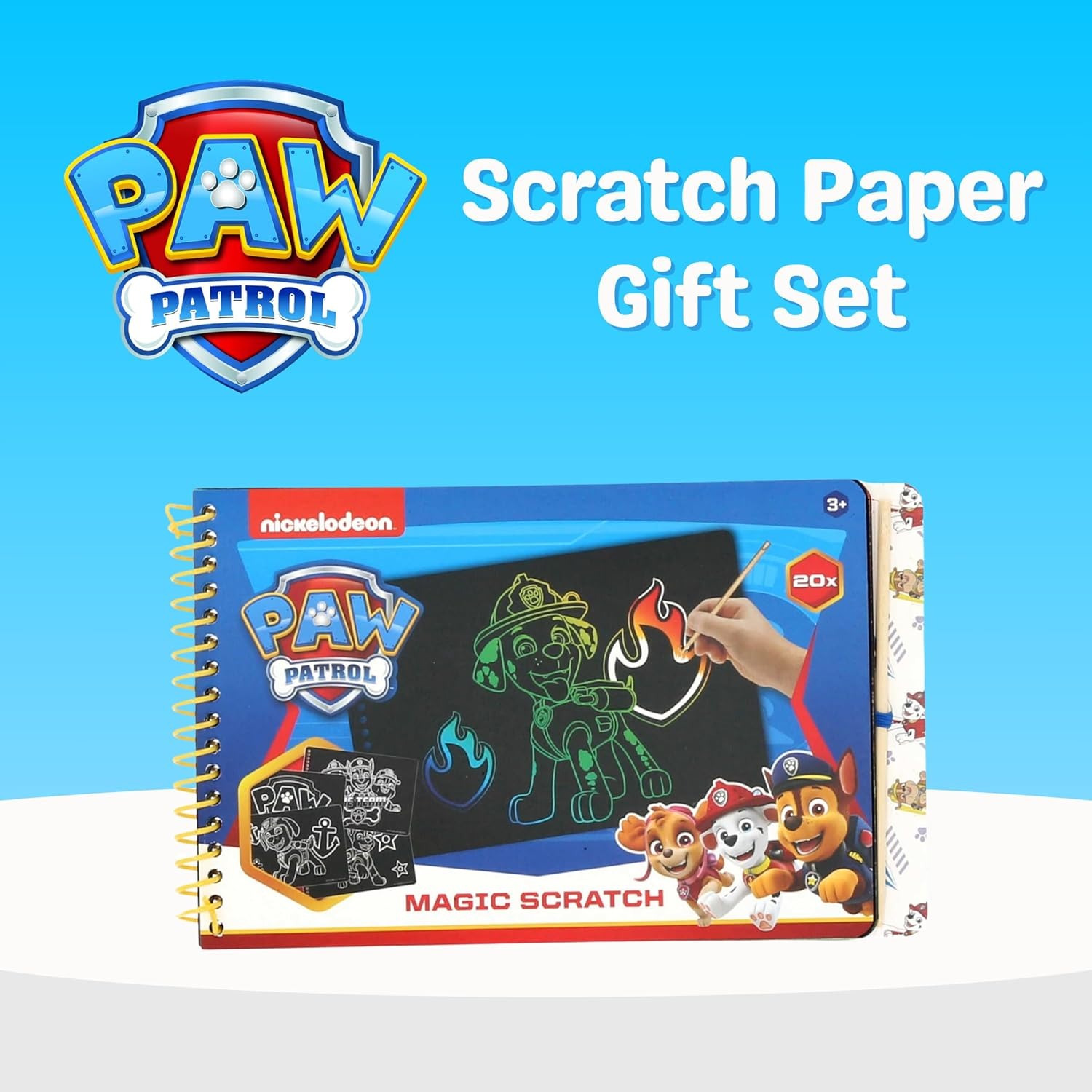 Paw Patrol Scratch Paper for Children, Activity Notebook for Children, Includes 20 Sheets of Scratch Paper and Wooden Pens, Craft Set for Children image number 5