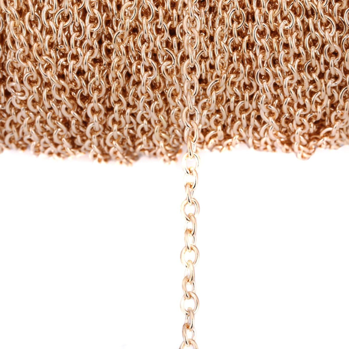 32.8 Ft Small Link 4 X 6Mm Iron Twisted Cross Chains - DIY Making Necklace Bracelet Jewelry Accessories Cable Chain (KC Gold) - Black image number 6